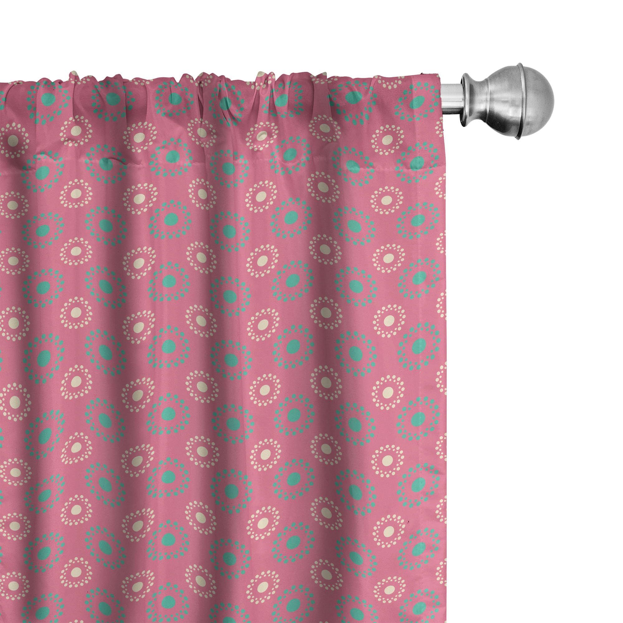 Ambesonne Floral Window Curtains - Abstract Flower & Dot Pattern Lightweight Drapes, 28