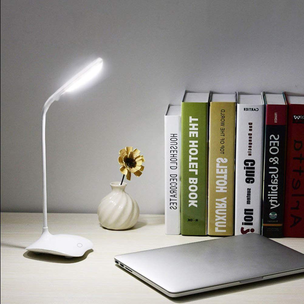SIN&MI Eye Protection LED Desk Lamp - Flexible Adjustable Reading Light for Bedside, Office, Study - White (Perfect for Night Reading & Workspace Lighting)