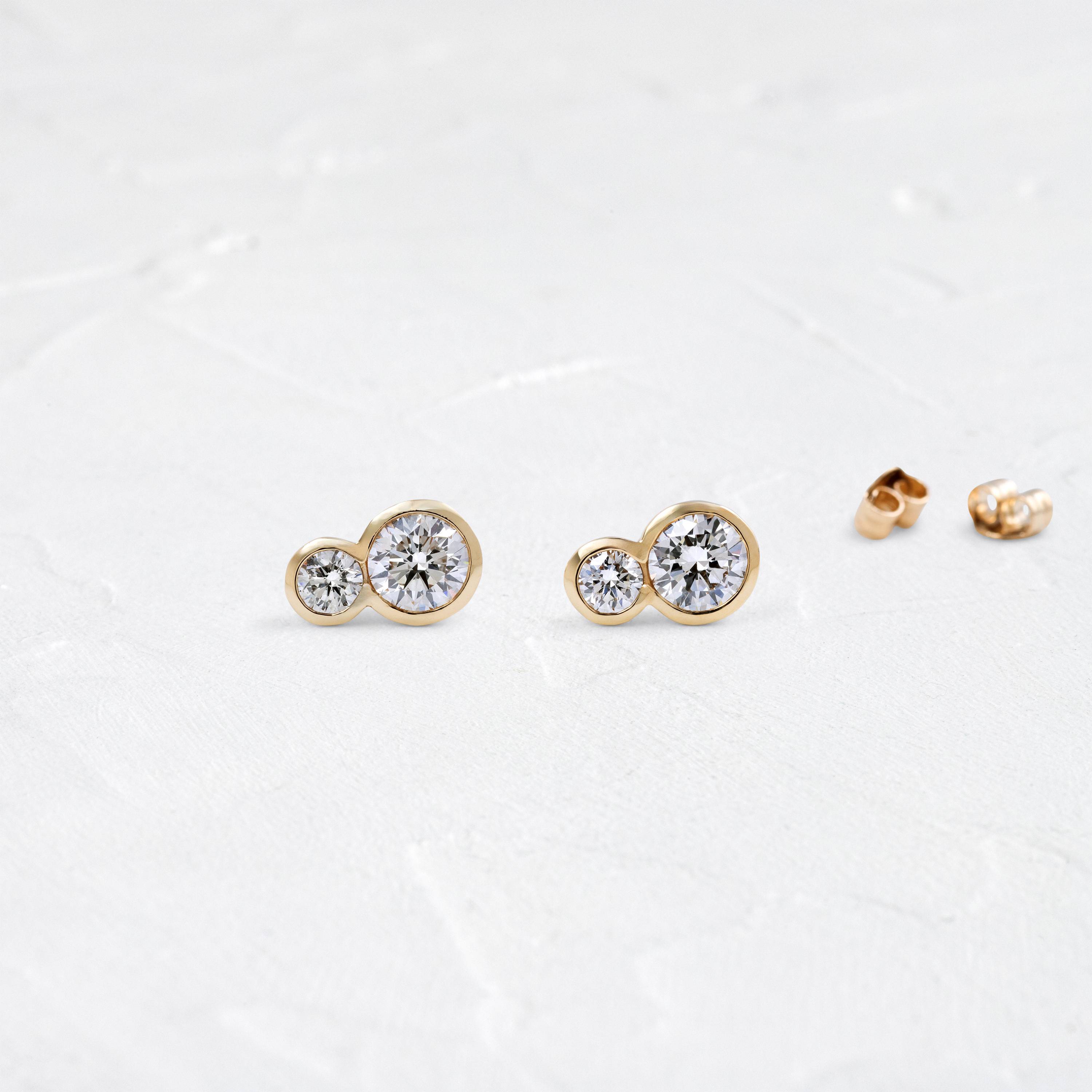 Duet Round Stud Earrings for Women - Hypoallergenic Stainless Steel Jewelry - Perfect for Everyday Wear, Parties & Gifts