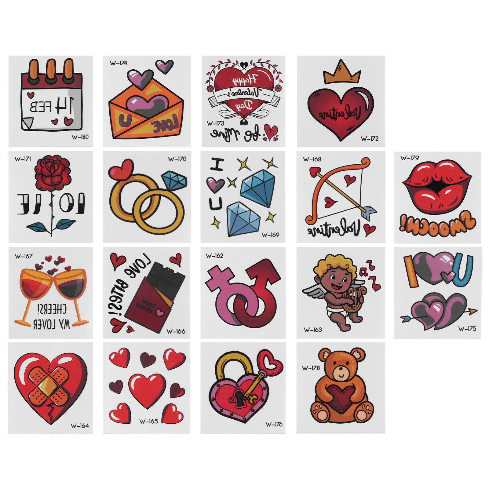 EXCLUZO 40 Sheets Heart Shaped Temporary Tattoos - Cute Cartoon Body Art Stickers for DIY Crafts, Party Favors & Holiday Decorations - Perfect for Adults, Teens & Festival Events