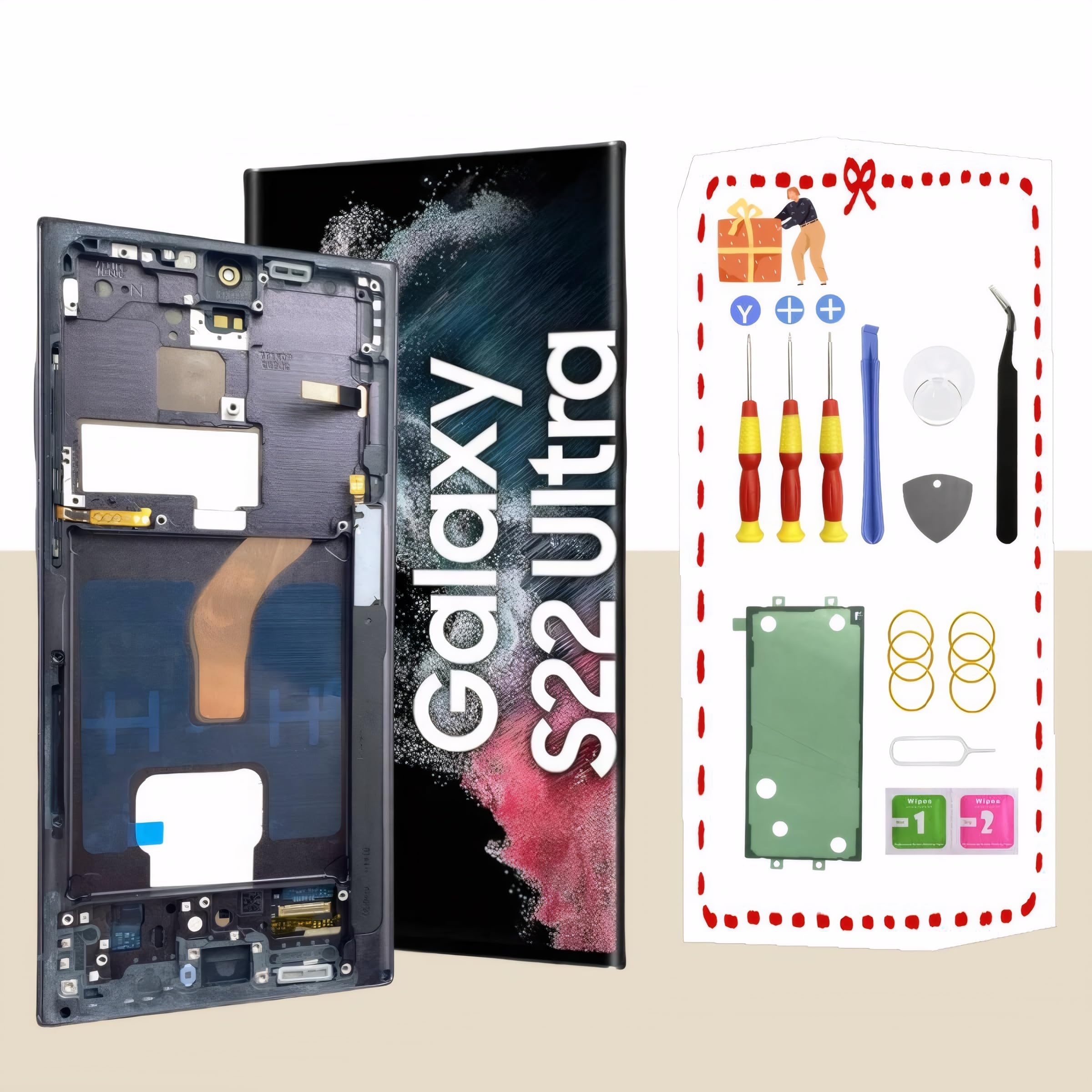 Original Title: LNONLS OLED for Samsung Galaxy S22 Ultra 5G LCD Display Screen Assembly Replacement for Samsung S22 Ultra Touch Digitizer Screen with Frame Toolkits S908U S908A US Version Black    Optimized Title:   **Samsung Galaxy S22 Ultra 5G OLED Screen Replacement – Full Assembly with Touch Digitizer, Frame & Toolkit (US Version, Black, Model S908U/S908A) – Perfect for DIY Repairs & Cracked Screen Fixes**