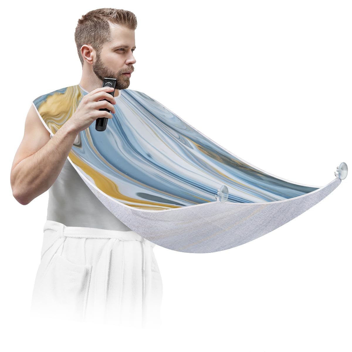 Stylish Marble Print Beard Shaving Bib for Men - Waterproof Hair Dye & Makeup Apron for Barbers & Stylists - Sink Hair Catcher for Clean Shaving & Grooming - Perfect Gift for Beard Care & Salon Use - Ideal for Home Barbering & Professional Styling
