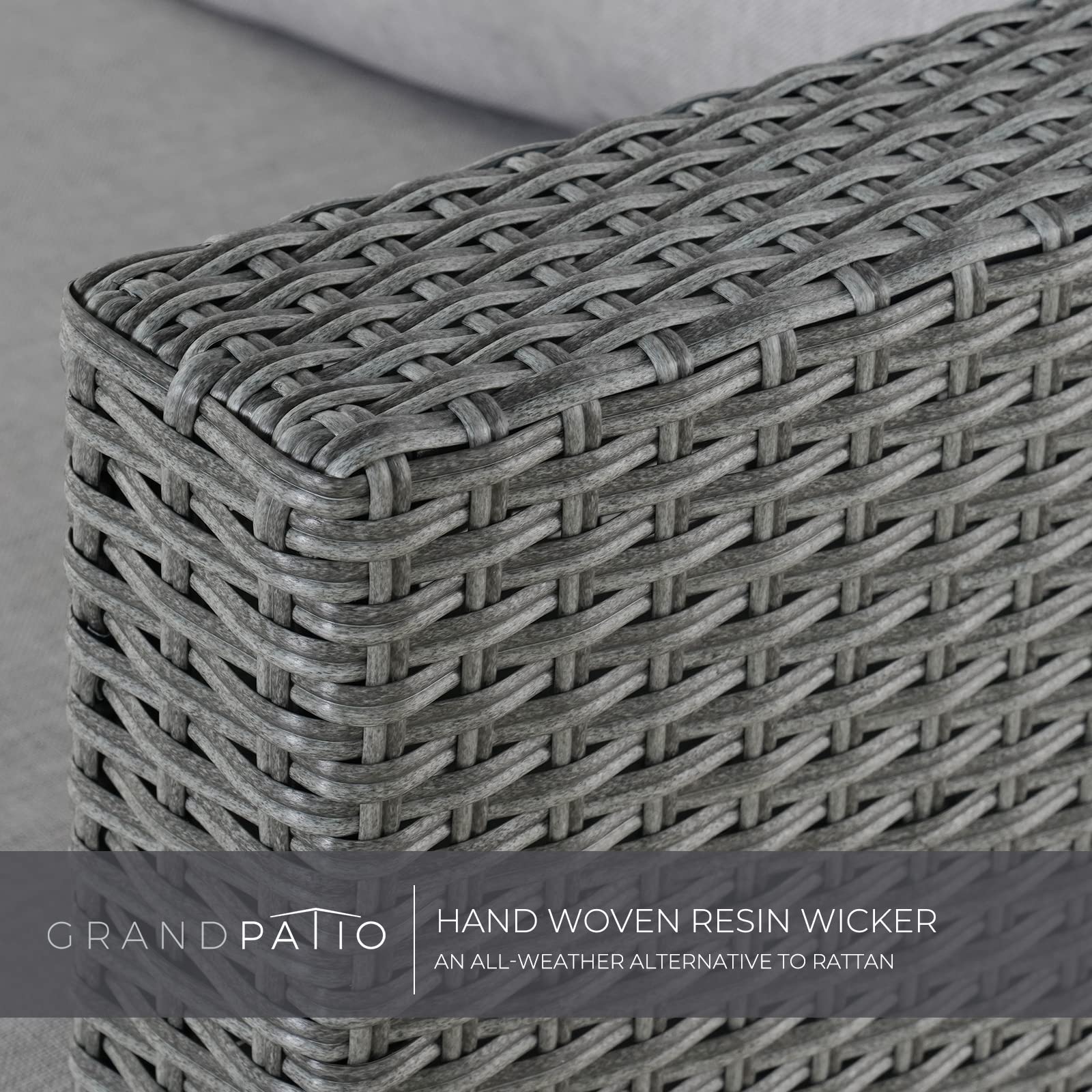Outdoor Wicker Patio Furniture Set with Glass Coffee Table - 4-Piece Modular Sofa Set with Olefin Cushions for Backyard, Garden & Poolside - Light Gray Conversation Set for Relaxing & Entertaining Guests