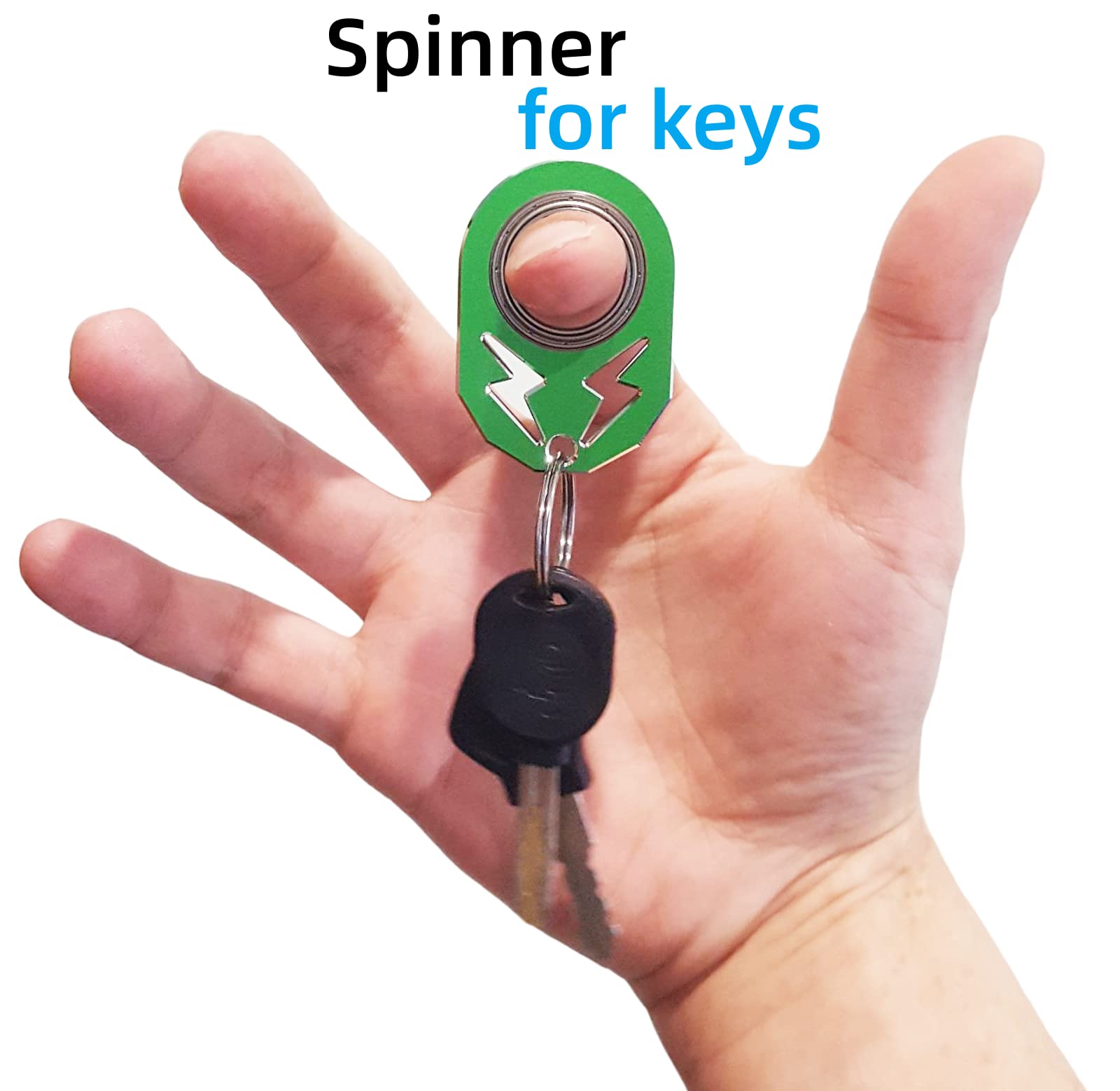 YIPUKIYI Metal Fidget Spinner Keychain - Stress Relief Toy for Adults & Kids - Black - Perfect for Anxiety Relief, Office, Travel & School