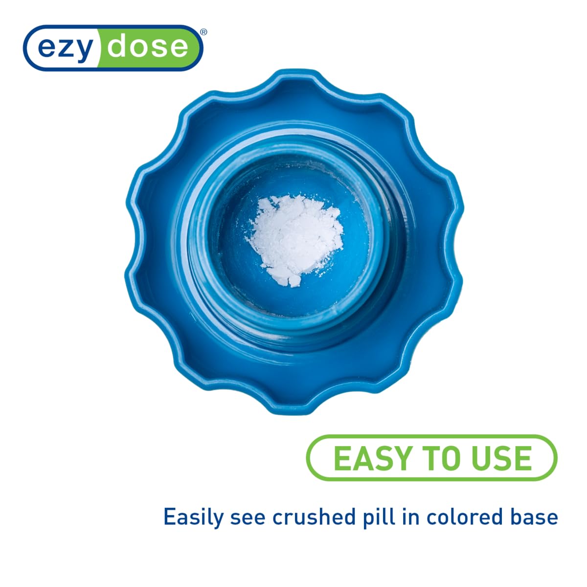 EZY DOSE Pill Crusher and Grinder - Effortlessly Crush Vitamins, Tablets into Fine Powder - BPA Free with Storage Compartment - Perfect for Travel, Nursing Homes & Daily Medication Management (Blue, Color May Vary)
