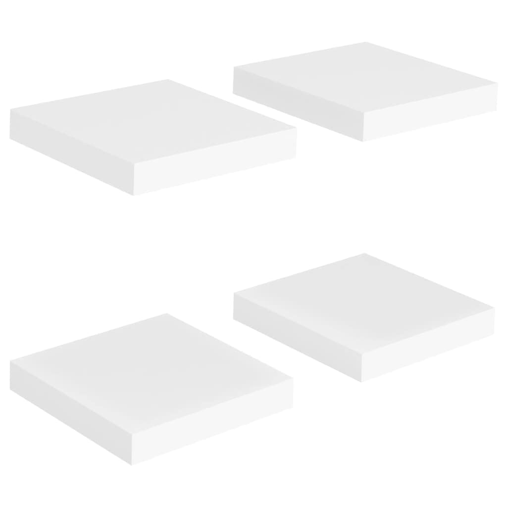 Floating Shelves Set of 4 - White MDF Wall Mounted Shelves 9.1
