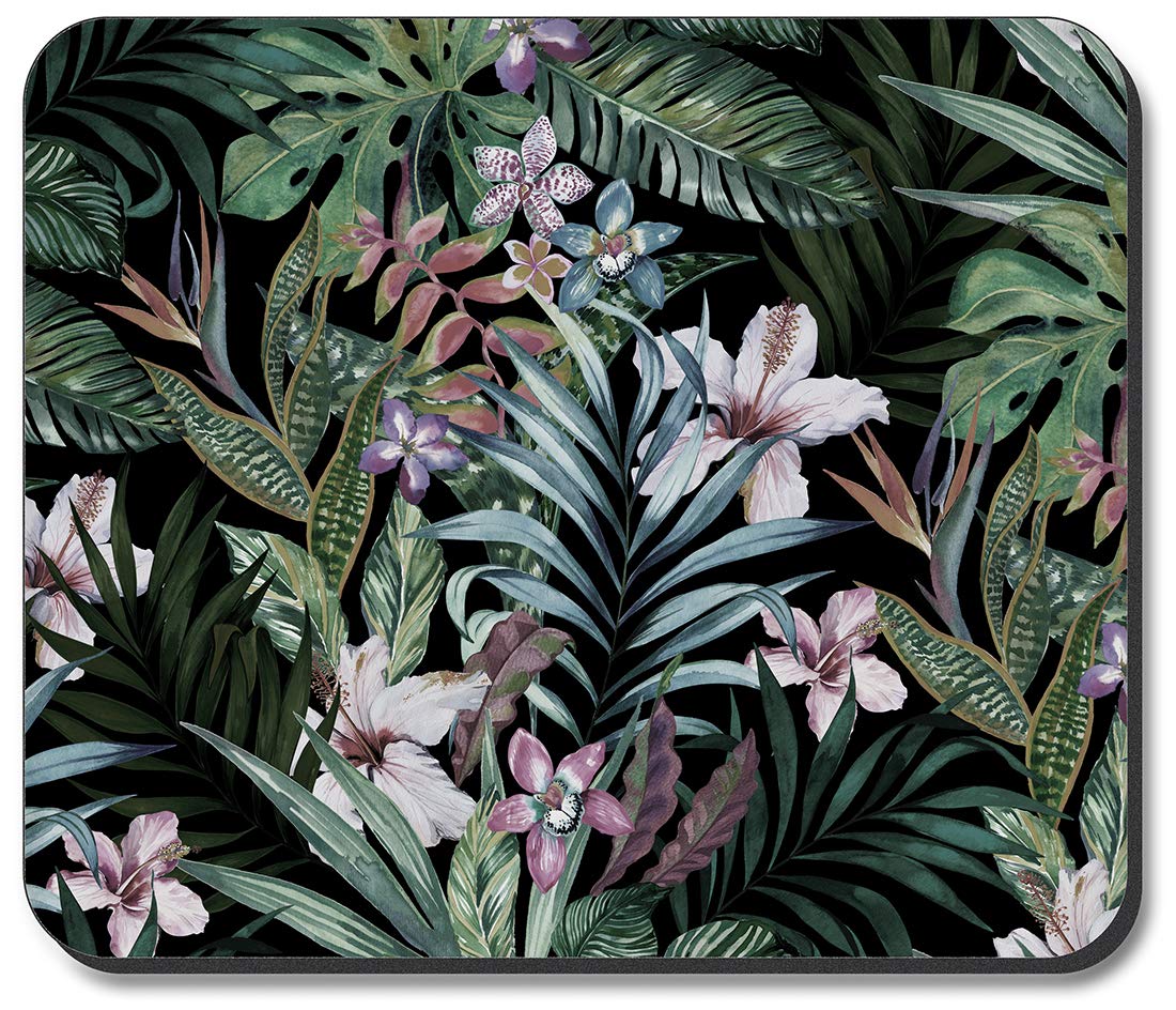 Beautiful Tropical Flowers Art Plates Mouse Pad - Non-Slip Desk Mat for Computer, Gaming & Office Use