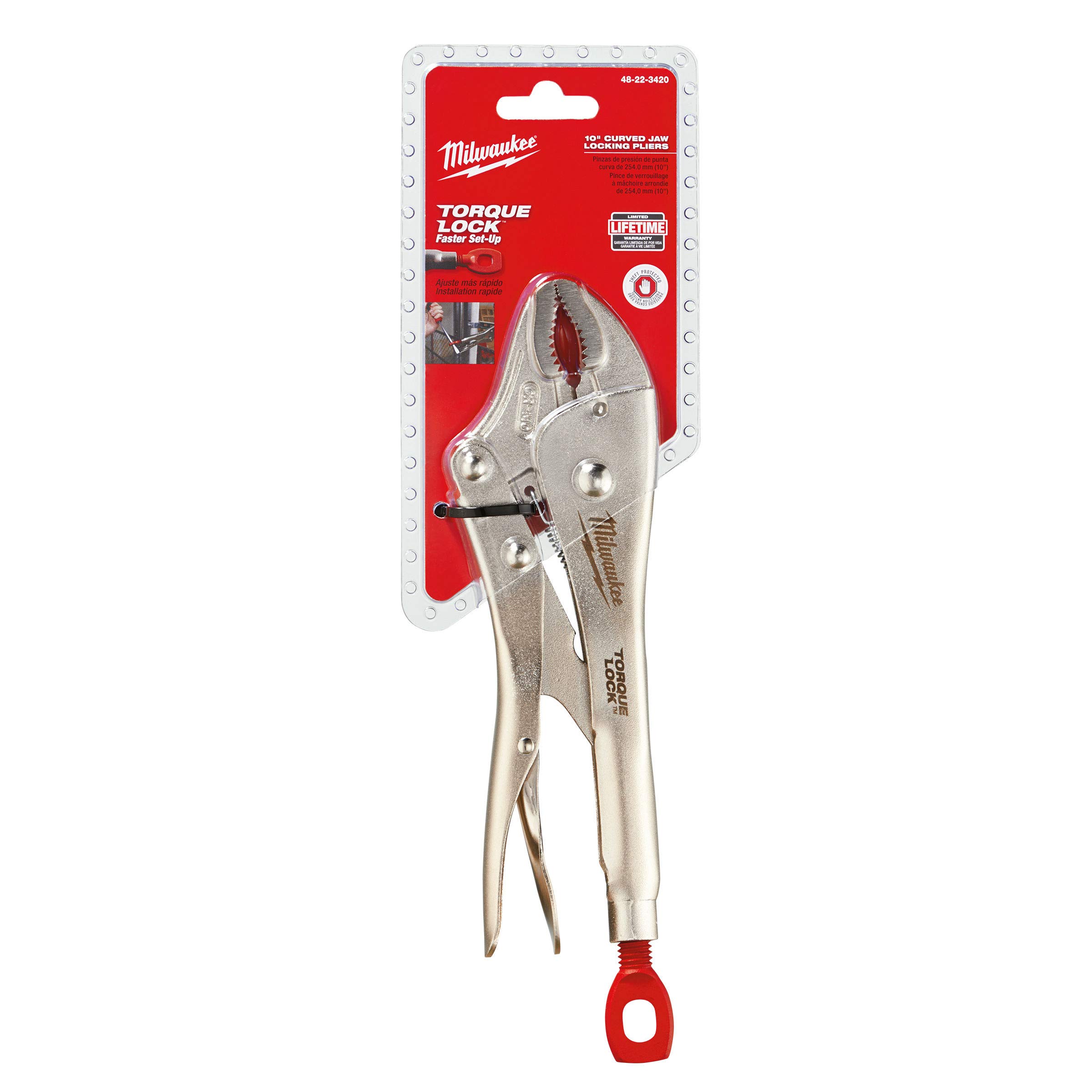 Milwaukee 48-22-3420 10-Inch Locking Pliers with Curved Jaw - Heavy Duty Clamping Tool for Plumbing, Welding, and Automotive Repairs