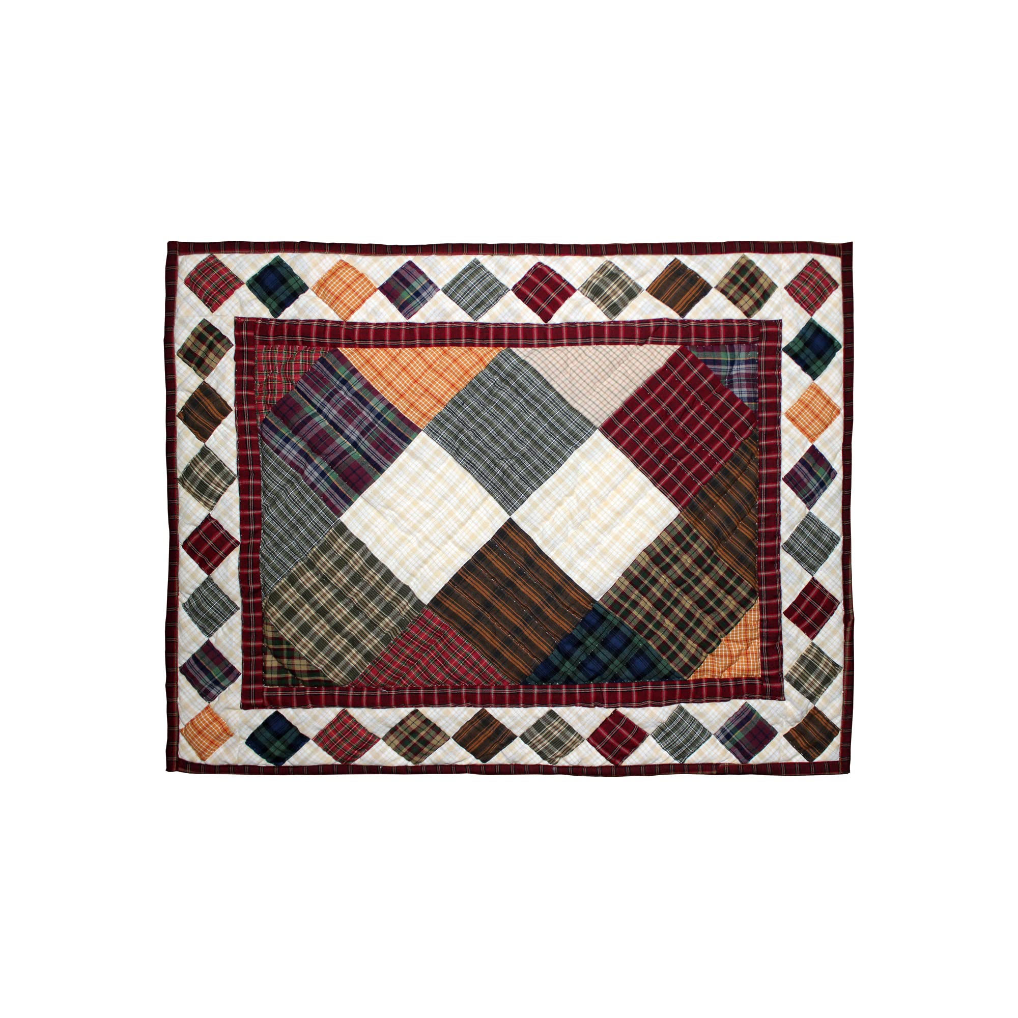 Rustic Ambers Twin Quilt Set - 3 Piece Handmade Cotton Patchwork Bedding (65
