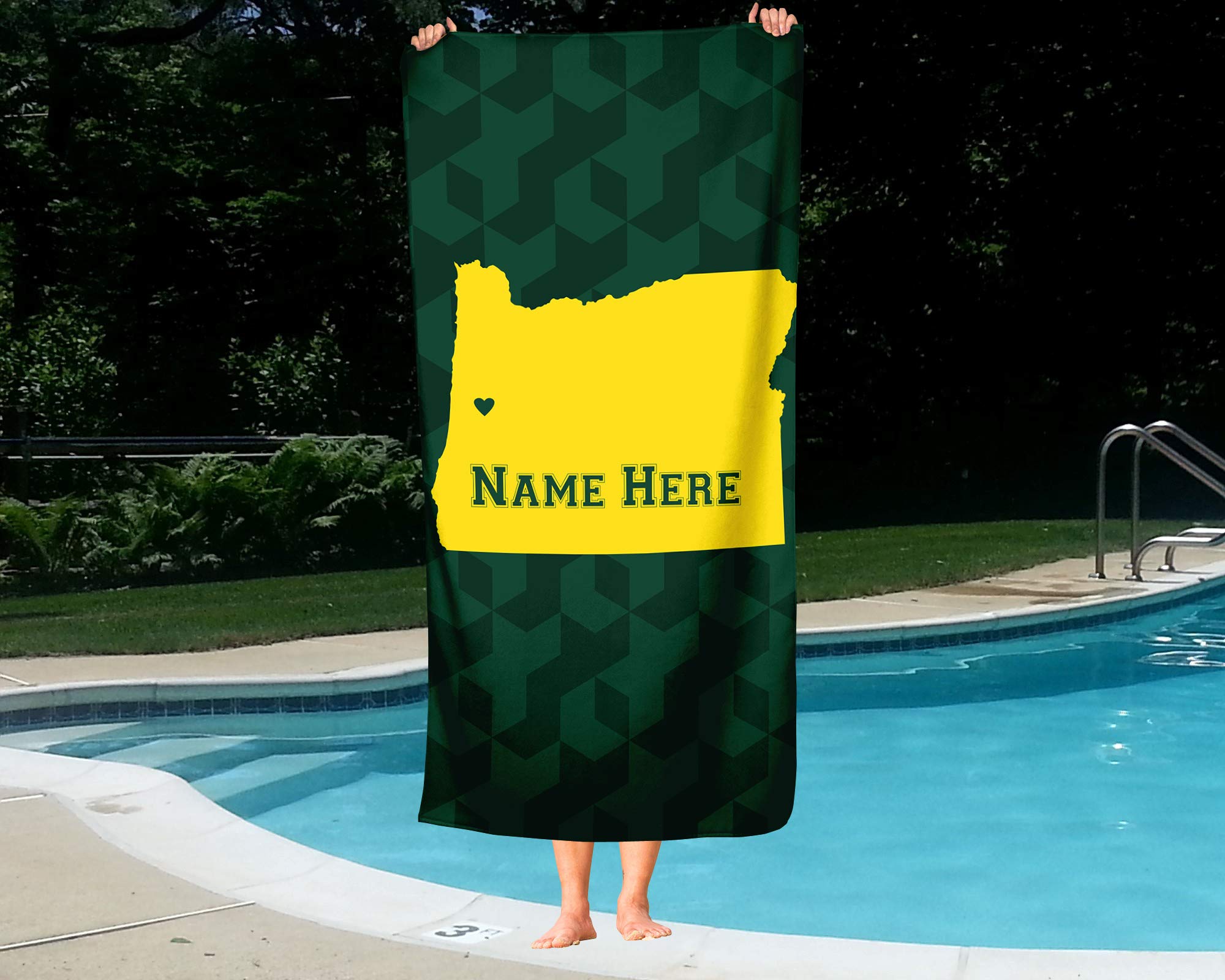 Custom State Pride Beach & Bath Towel - Personalized Oregon Eugene Design for Adults & Kids - Perfect for College Football, Basketball Fans - Great for Beach, Pool, Gym & Home Decor