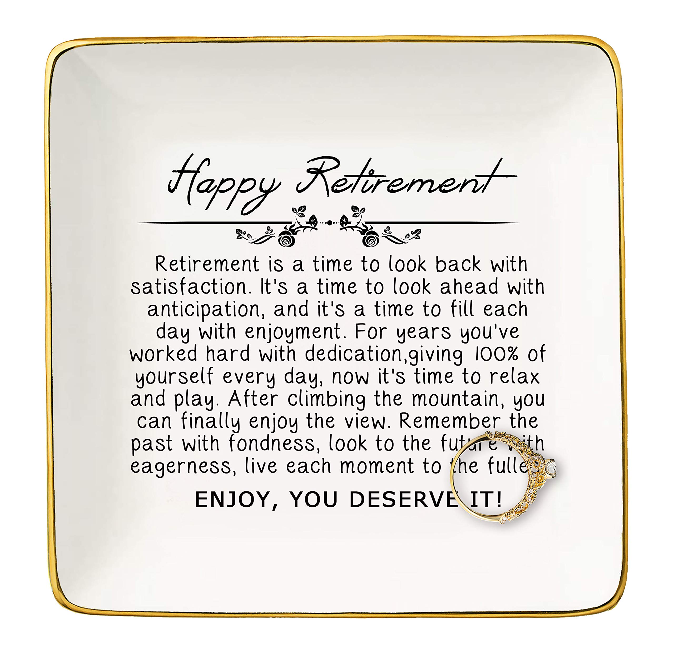 Elegant Jewelry Holder Ring Dish - Retirement Gift for Women, Mom, Boss, Co-workers, Teachers, Nurse, Friends, Wife & Sister - Perfect for Displaying Rings, Earrings & Trinkets - Retirement Appreciation & Celebration Gift