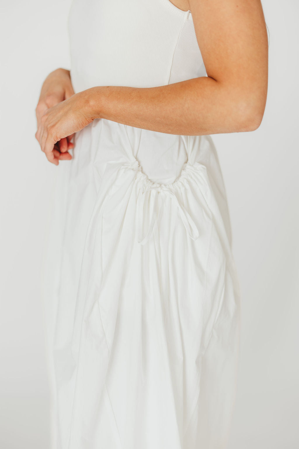 Lucca Midi Dress in Off White - Elegant Women's Casual Summer Dress for Beach, Wedding & Party | Breathable Cotton Blend