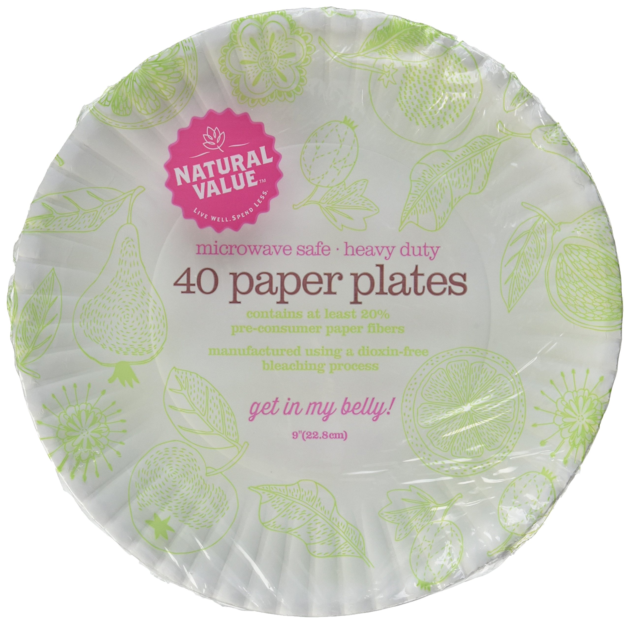 Natural Value 9 Inch Biodegradable Paper Plates - 40 Count (Pack of 24) | Eco-Friendly Disposable Plates for Parties, Picnics & BBQs | Compostable Dinnerware for Home, Office & Outdoor Events