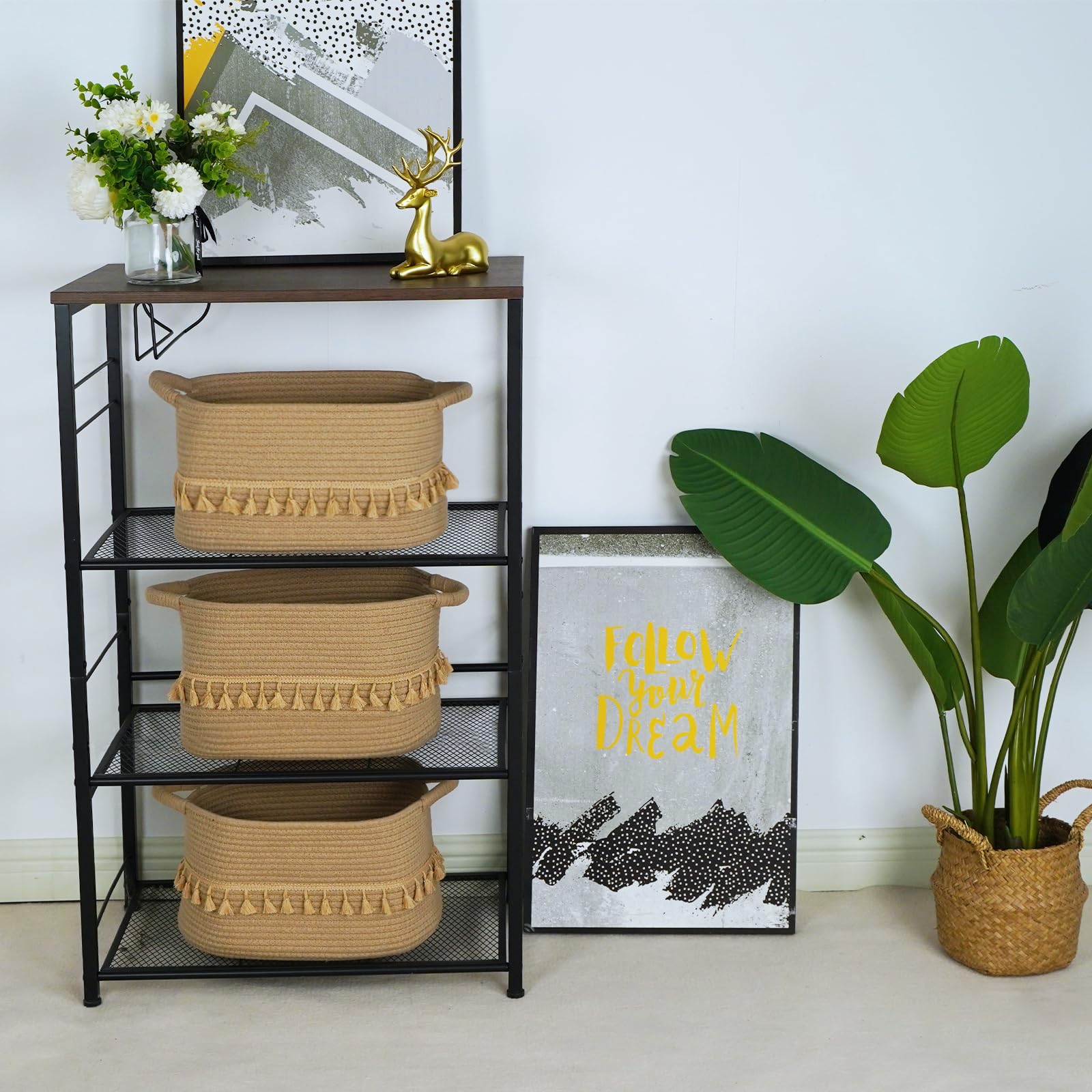 3-Pack TeoKJ Cotton Rope Storage Baskets - Organizer for Toys, Clothes & Blankets - Decorative Woven Jute Bins for Living Room, Nursery, Bathroom - Perfect for Home Organization & Stylish Storage Solutions