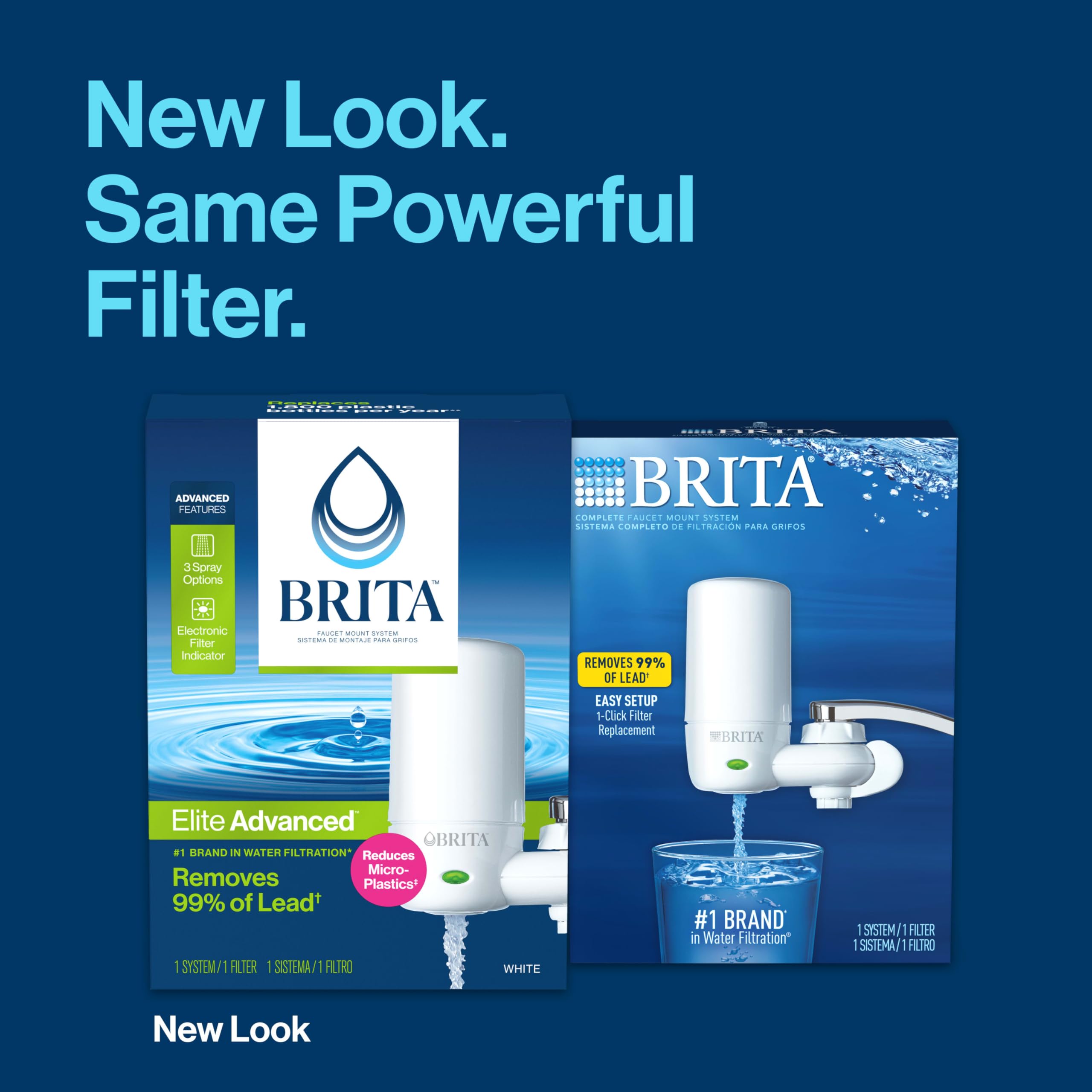 Brita Faucet Mount Water Filter System - Advanced Filtration Removes 99% Lead & Impurities, Includes 1 Replacement Filter, White - Perfect for Kitchen Sink, Home & Office Water Purification