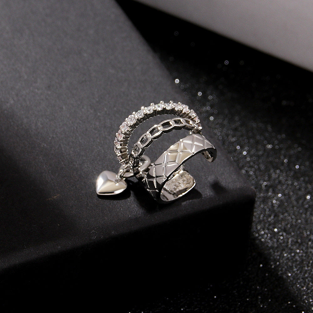 Luxury Layered Heart Ear Cuff Fake Earrings for Women - Fashionable Non-Piercing Clip On Ear Jewelry - Perfect for Parties, Weddings & Date Nights | DMS339
