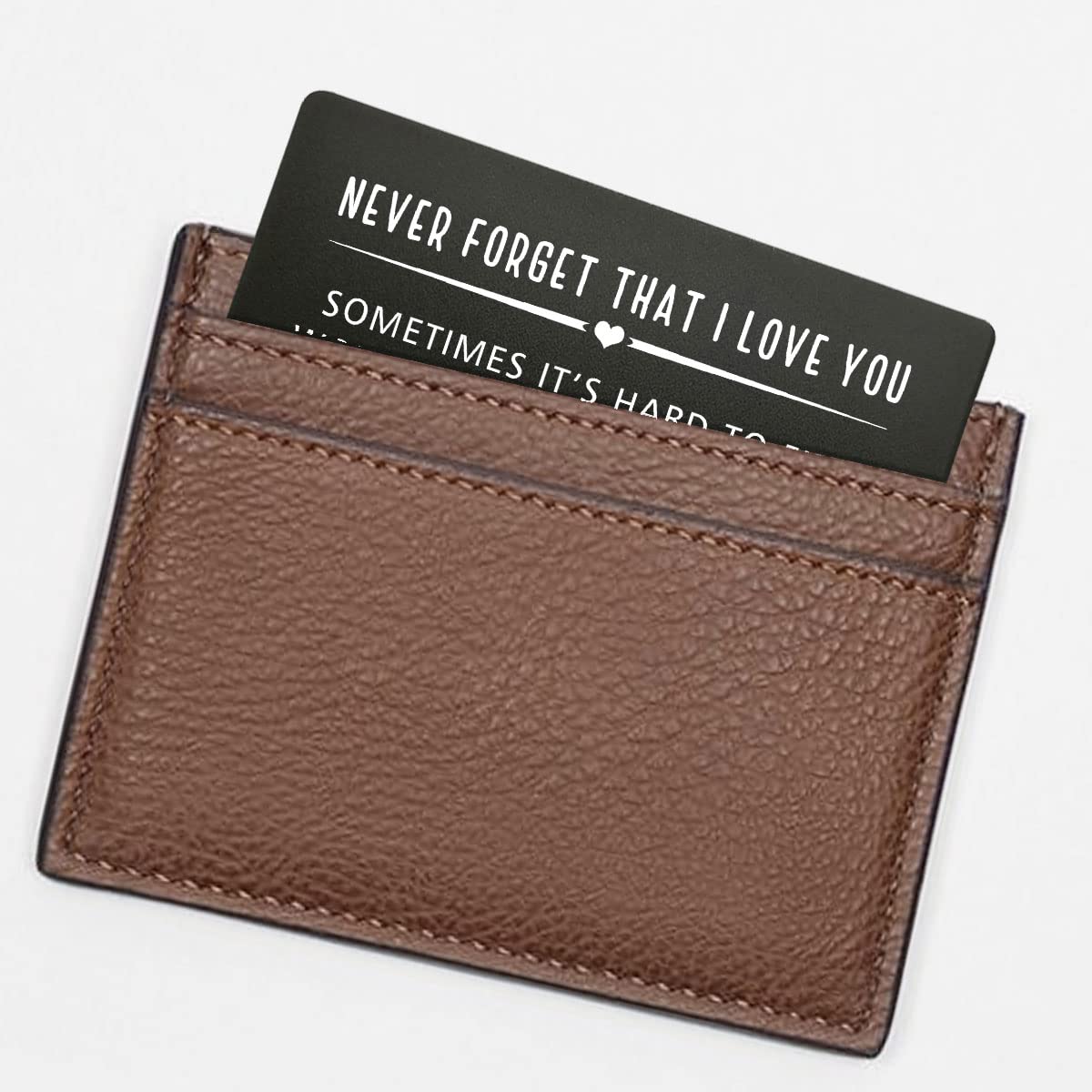 Personalized Engraved Wallet Insert Card - Romantic 'Never Forget That I Love You' Message - Perfect Anniversary Gift, Birthday Gift for Husband, Father's Day Present - Thoughtful Keepsake for Him to Carry Daily (Fits in Wallet or Pocket)