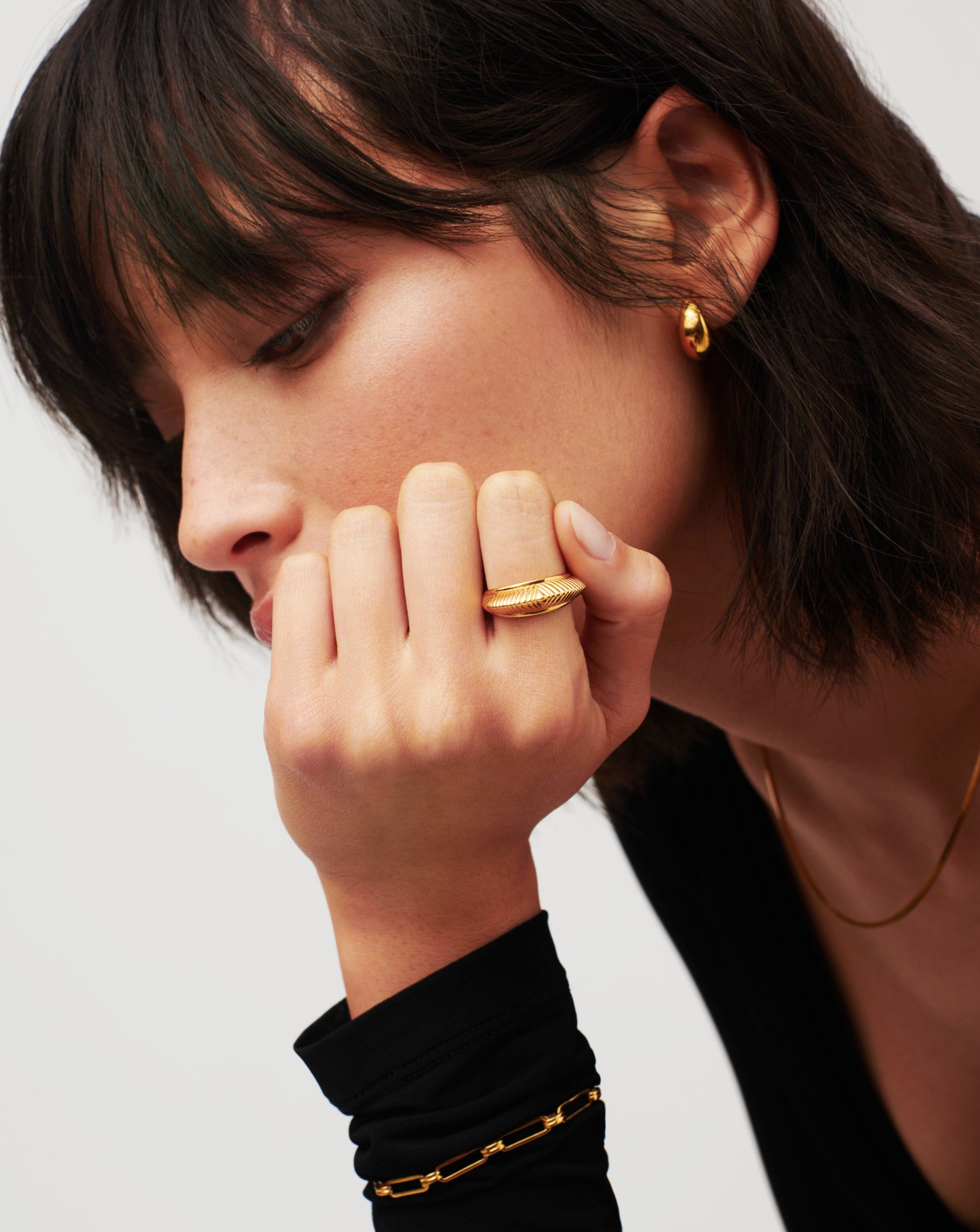 Hera Dome Ridge Stacking Ring - 18k Gold Vermeil Stackable Rings for Women | Perfect for Layering, Everyday Wear & Special Occasions
