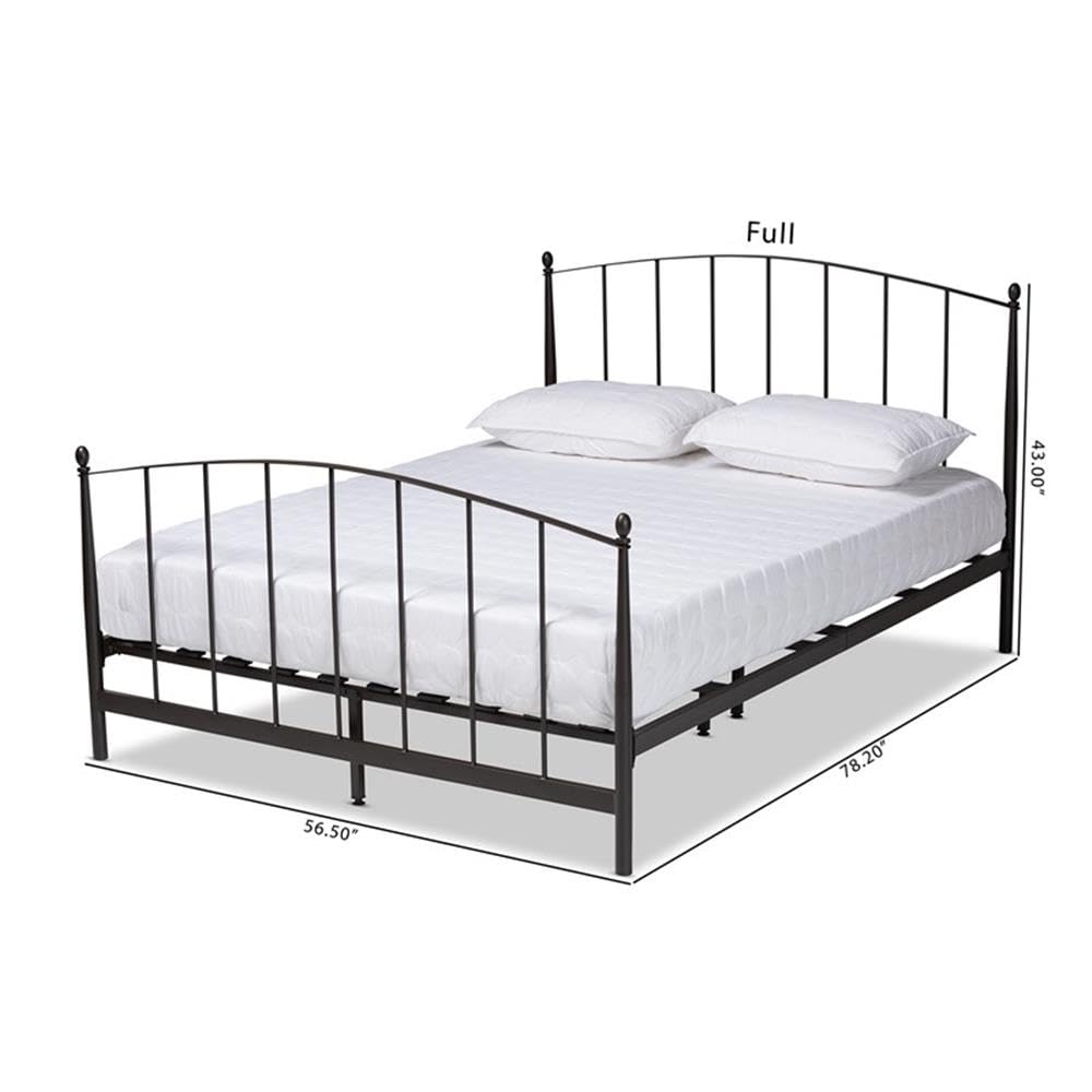Baxton Studio Lana Queen Size Platform Bed Frame - Black Metal Finish with Sturdy Slat Support | Modern Minimalist Bedroom Furniture for Small Spaces & Apartments