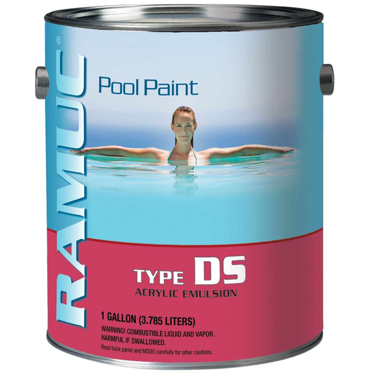 Ramuc DS Acrylic Pool Paint - White (1 Gallon) - Premium Swimming Pool Coating for Concrete & Plaster Pools - Ideal for Pool Resurfacing & Maintenance