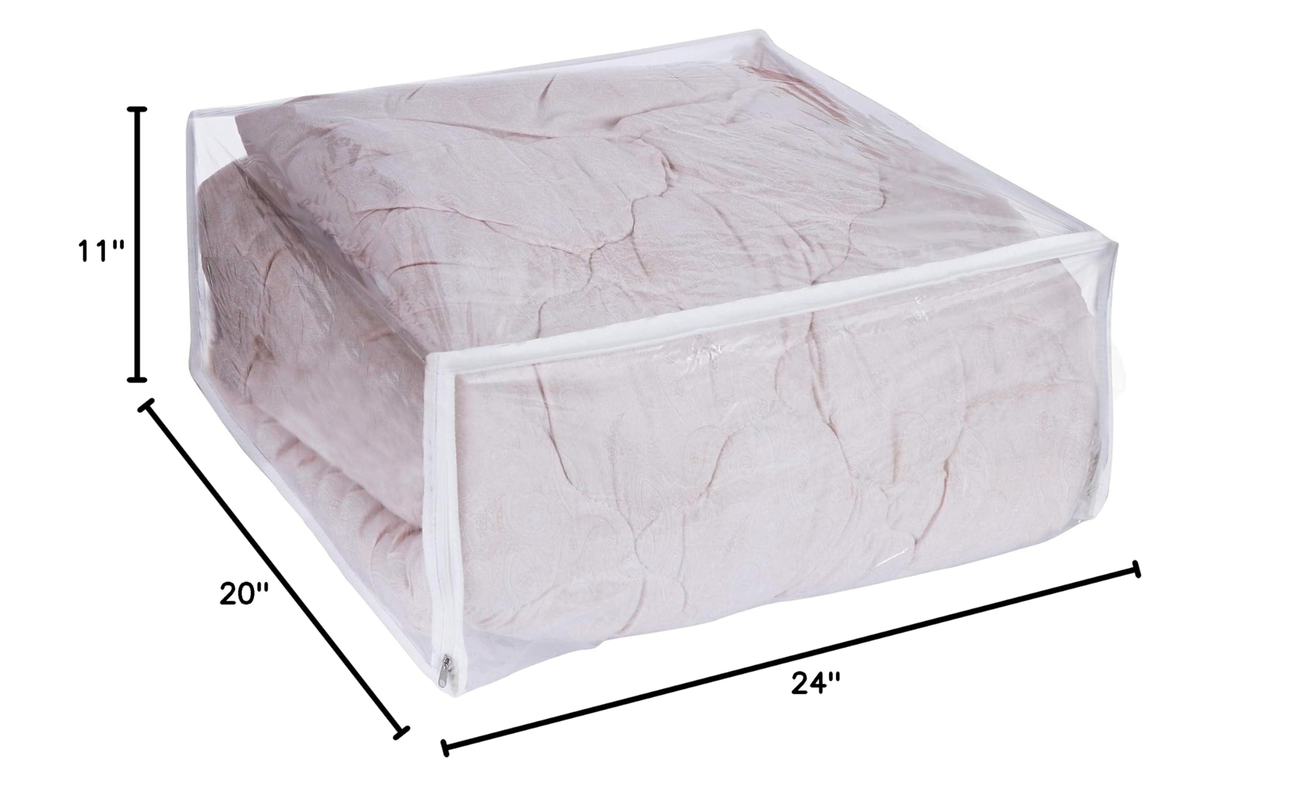 Set of 2 Clear PVC Zippered Storage Bags 24x20x11 Inch - Vacuum Seal Clothes Organizer, Space Saving Comforter & Blanket Bags for Travel, Seasonal Storage & Home Organization