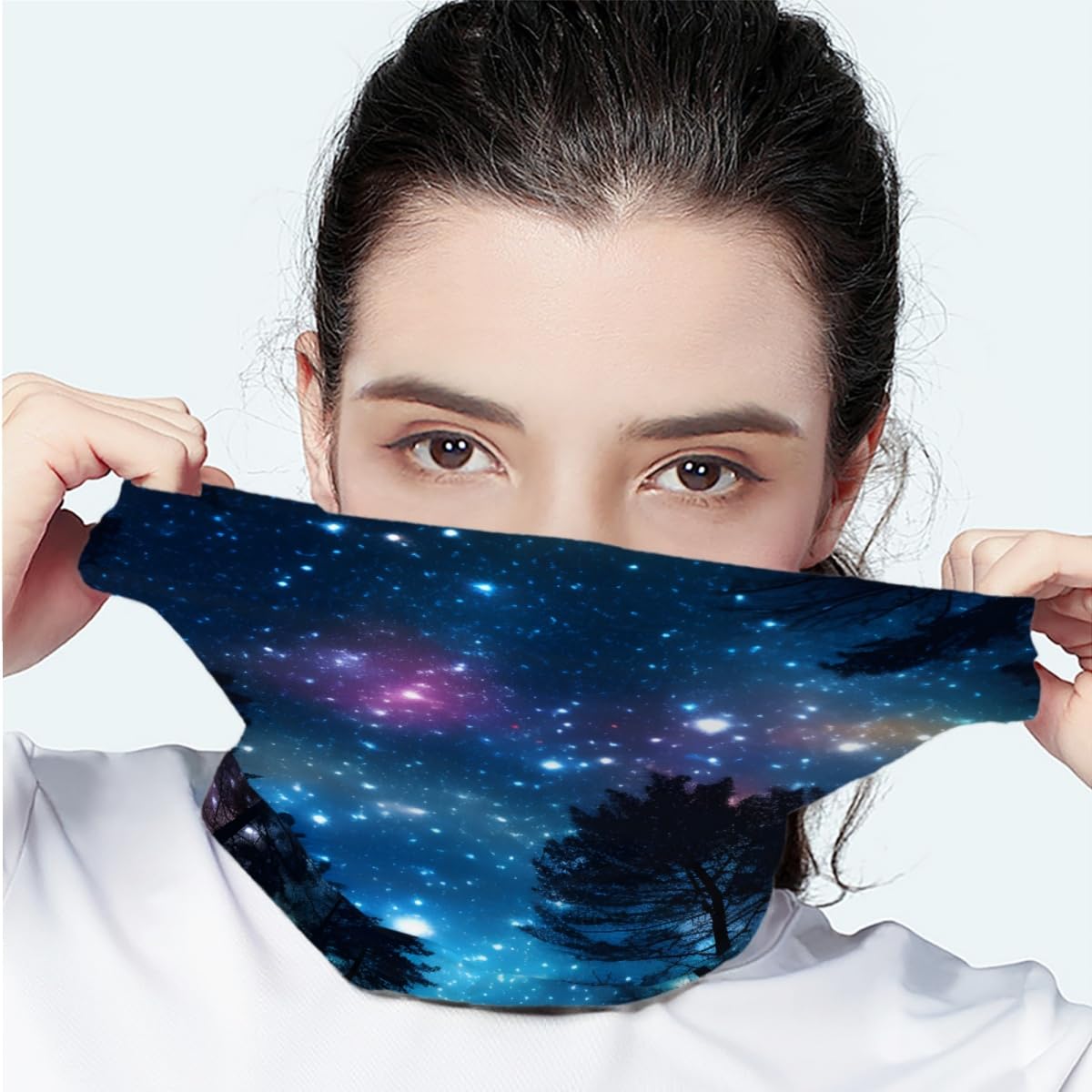 GLUDEAR Galaxy Print Face Bandana Neck Gaiter - UV Protection Dust Mask with Ear Loops for Men & Women - Perfect for Cycling, Hiking, Running, and Outdoor Activities