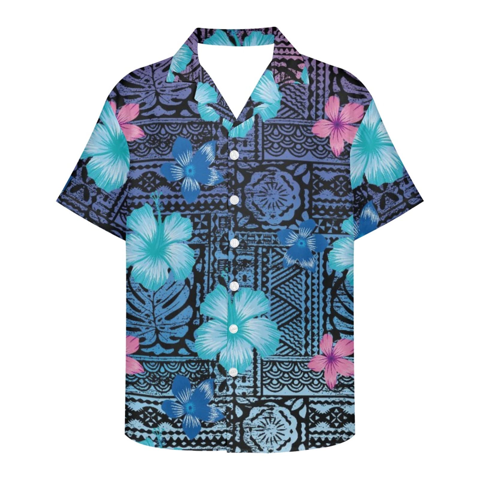 Frestree Men's Hawaiian Shirt - Short Sleeve Button Down Dress Shirt, Quick Dry Breathable Fabric, Regular Fit for Summer Vacation, Beach Party & Casual Work Wear
