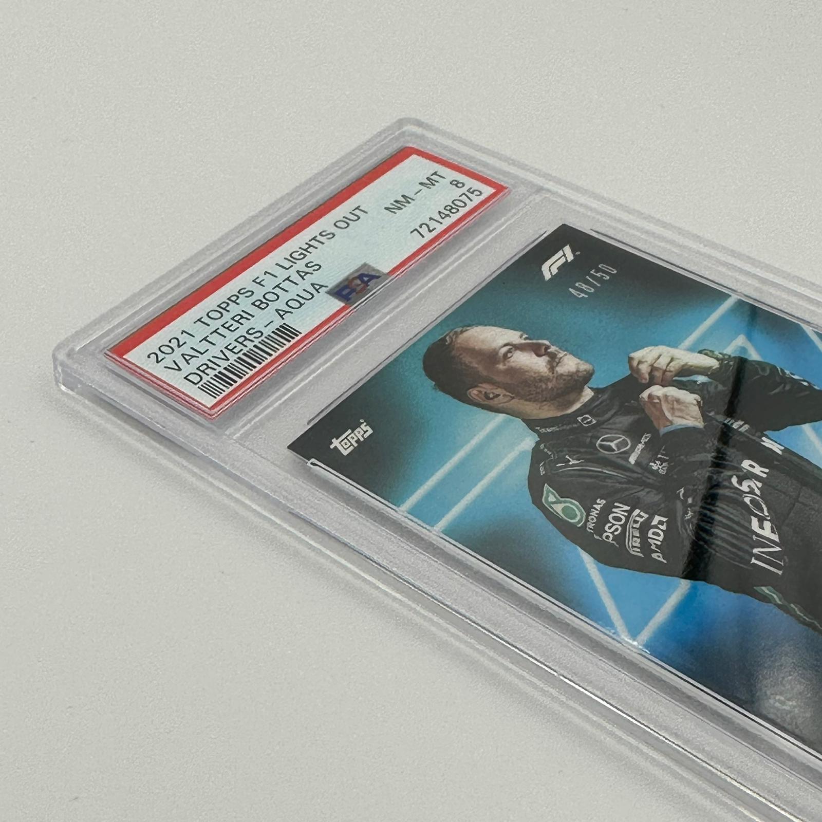 PSA 8 Graded 48/50 Valtteri Bottas F1 Drivers Aqua Parallel Racing Card - Perfect for Collectors, Sports Memorabilia Enthusiasts & Formula 1 Fans