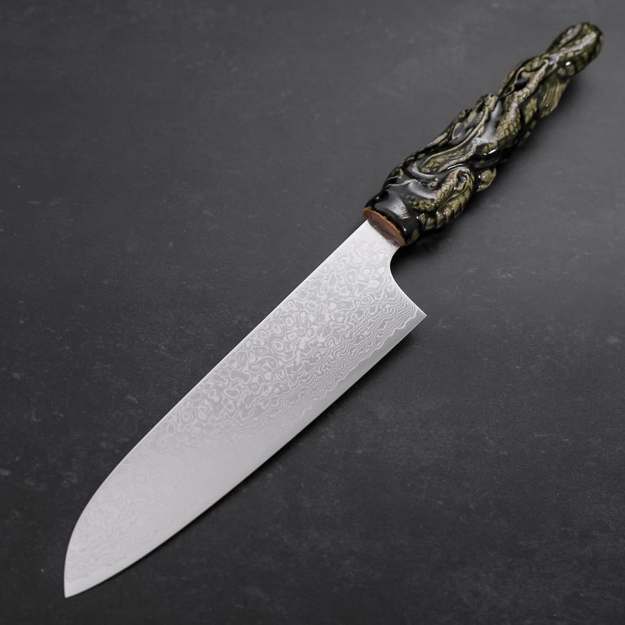 Premium Santoku ZA-18 Damascus Ceramic Kitchen Knife 180mm - Japanese Chef Knife for Slicing, Dicing & Chopping - Perfect for Home Cooking & Professional Kitchens