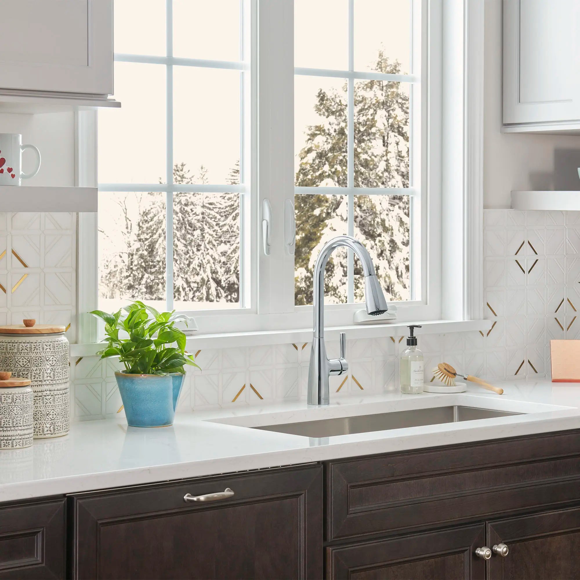 Fairbury® Single Handle Pull Down Kitchen Faqaucet with Dual Spray - 1.8 GPM (6.8 L/min) Water Flow, Lever Handle Design - Perfect for Modern Home Kitchen Sink, Dishwashing & Food Prep