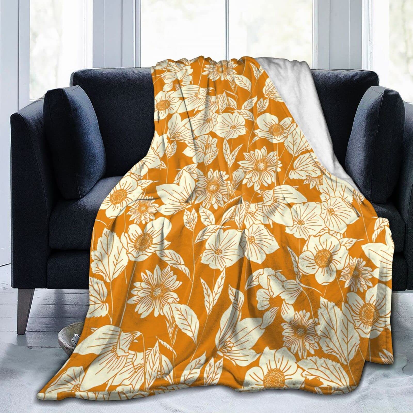 Orange Flannel Fleece Throw Blanket 80