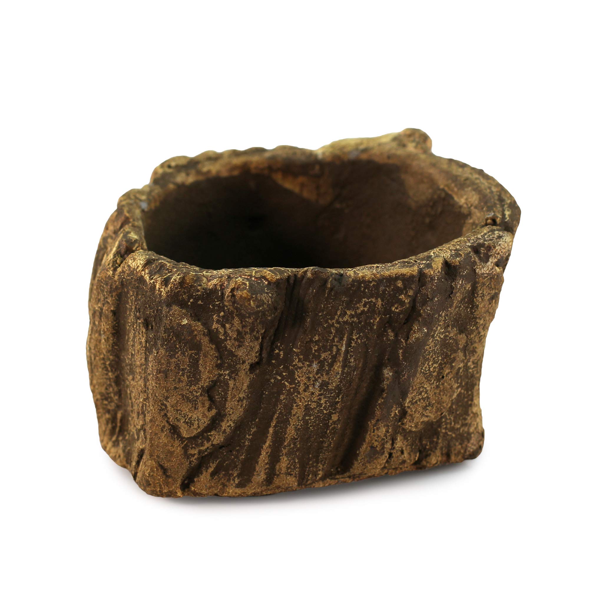 Ceramic Wood Plant Pot - Indoor Wood Planter with Natural Log Design for Succulents, Flowers & Small Plants | Perfect for Home Decor, Office Desk & Gift Giving (Driftwood Stump Style)