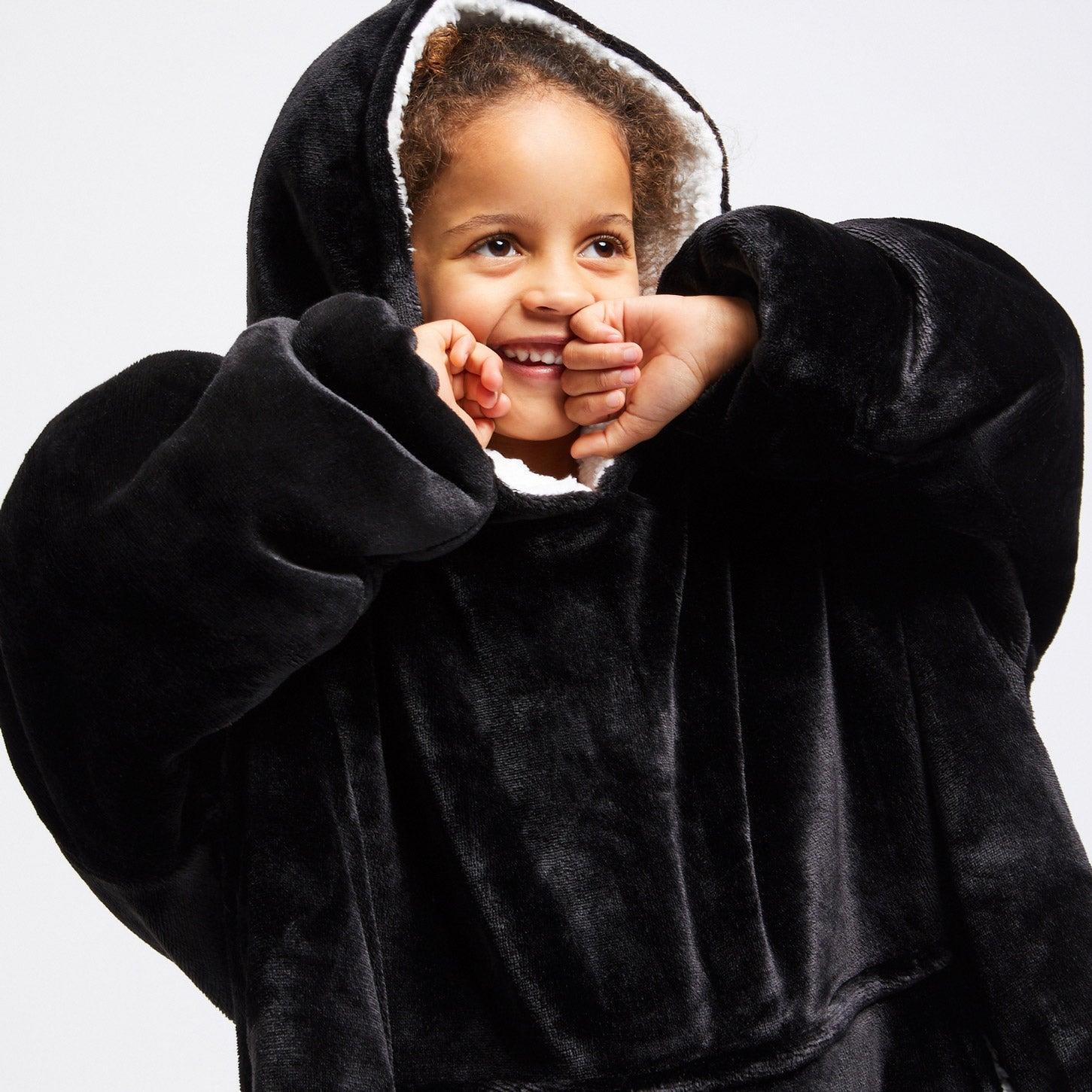 The Oodie Kids Black - Cozy Oversized Hoodie Blanket for Boys & Girls - Perfect for Lounging, Sleepovers, and Cold Weather Comfort