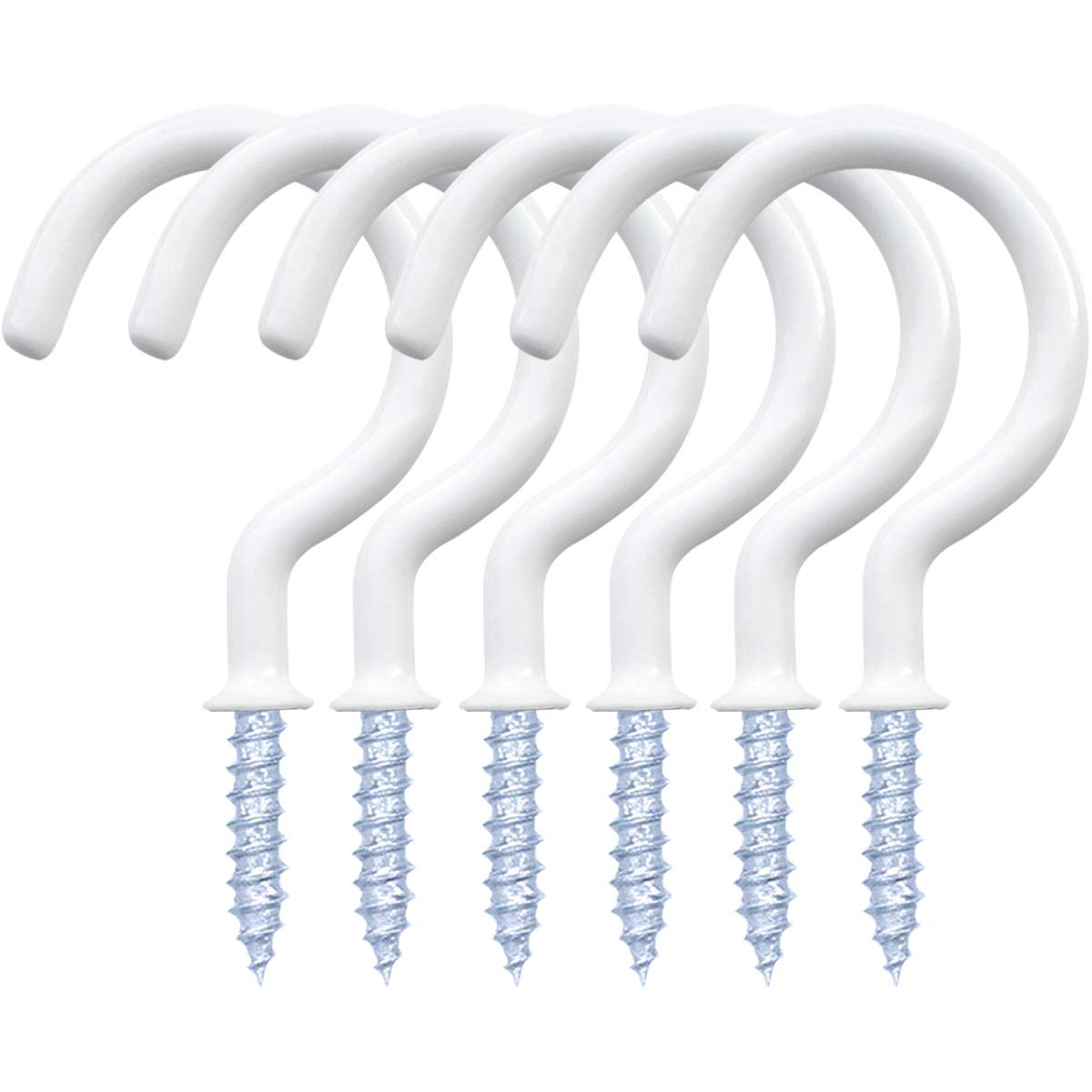 Yuntop 12 Pack Vinyl Coated Ceiling Hooks - Heavy Duty Screw-in Mug Hooks for Kitchen, Bathroom & Garage - Multi-Purpose Wall Hooks for Hanging Mugs, Cups, Plants & Decor (White, 2 Inch) - Perfect for Indoor & Outdoor Organization