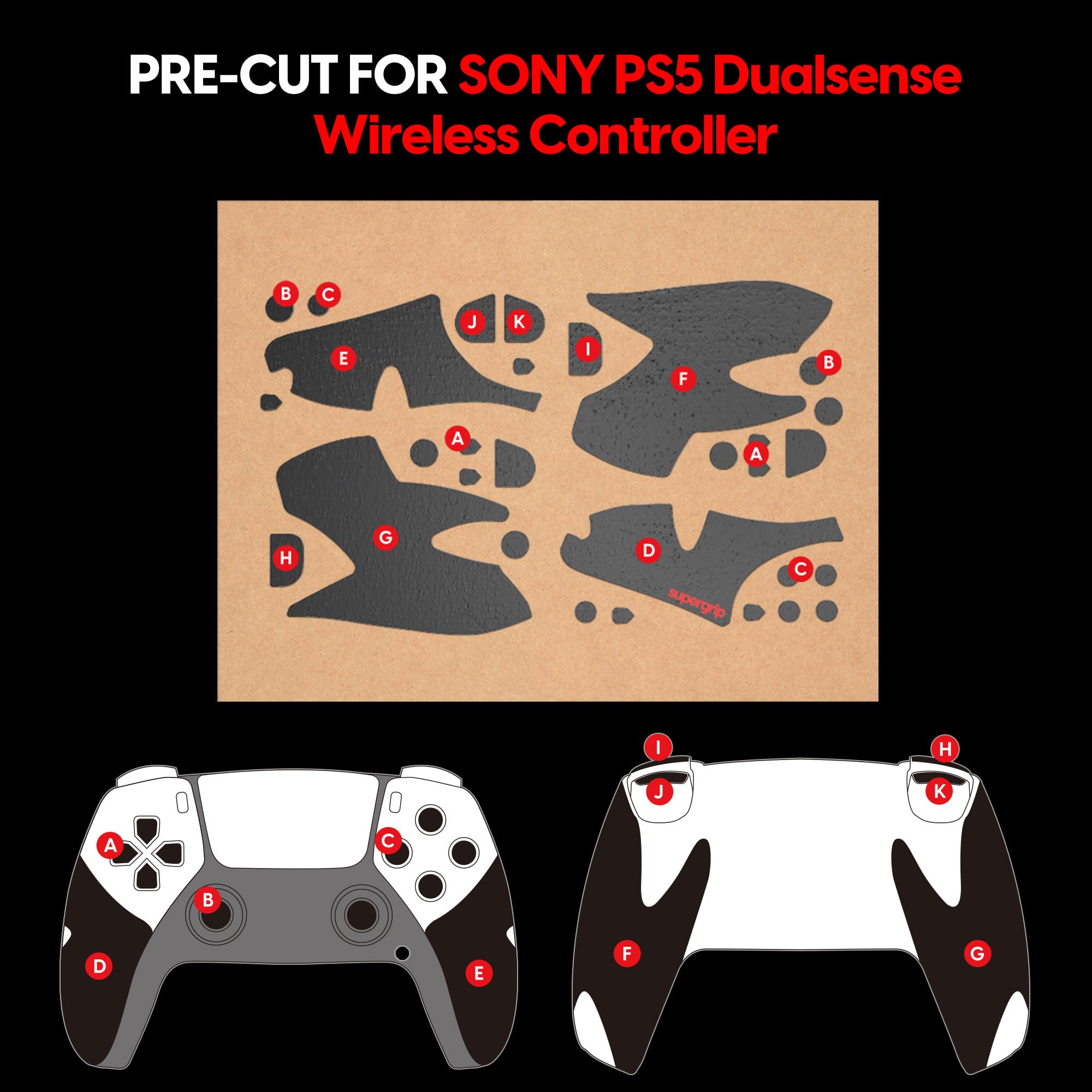 Pulsar Gaming Gears SUPERGRIP - High Performance Non-Slip Grip Tape for PS5 DualSense Controller, Ultra-Thin 0.5mm 3M Adhesive, No Residue - Perfect for Competitive Gaming & Long Play Sessions