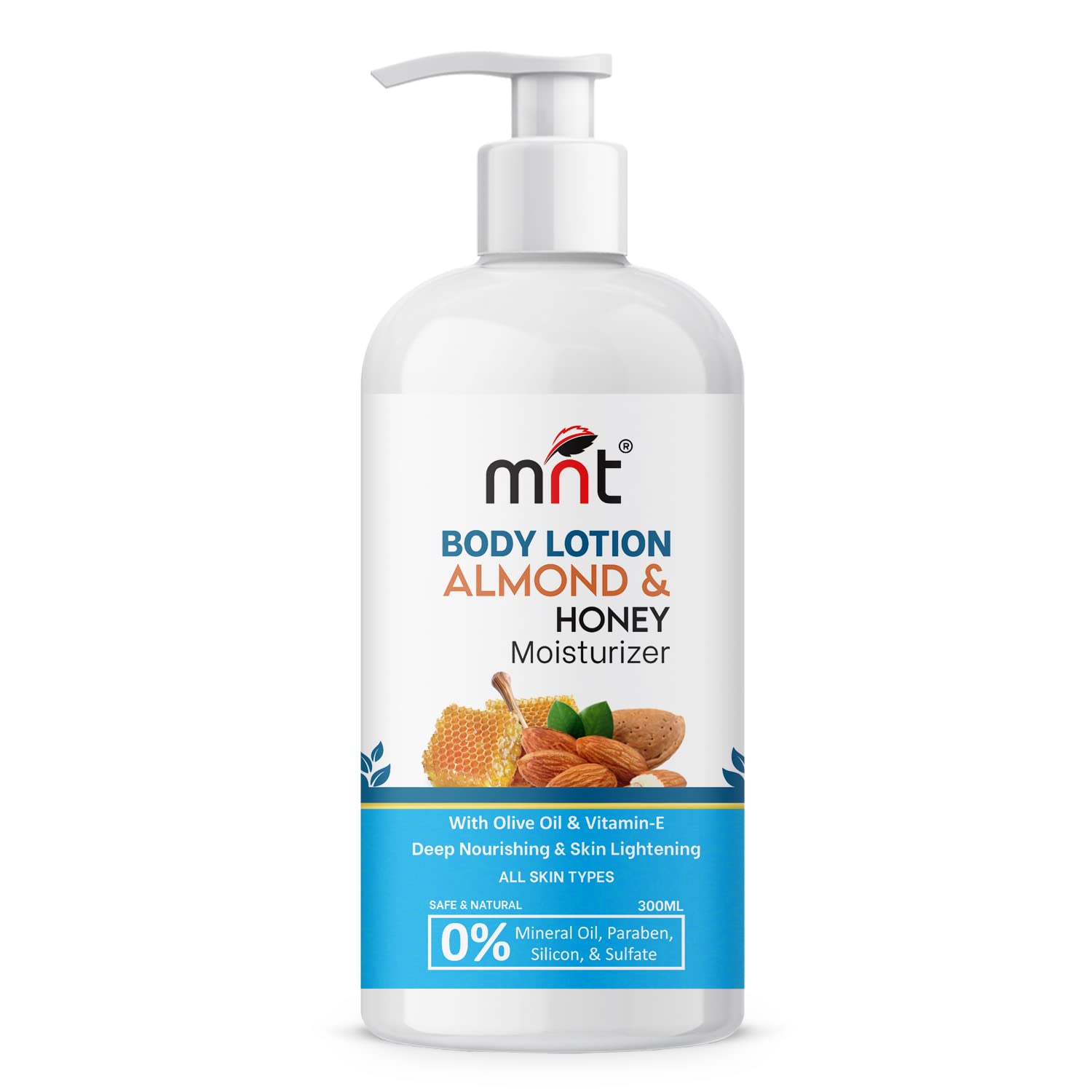 MNT Almond & Honey Body Lotion - 300ml Moisturizing Cream for Dry Skin, Deep Hydration & Nourishment, Natural Ingredients for Soft & Smooth Skin - Perfect for Daily Use, After Shower & Night Care