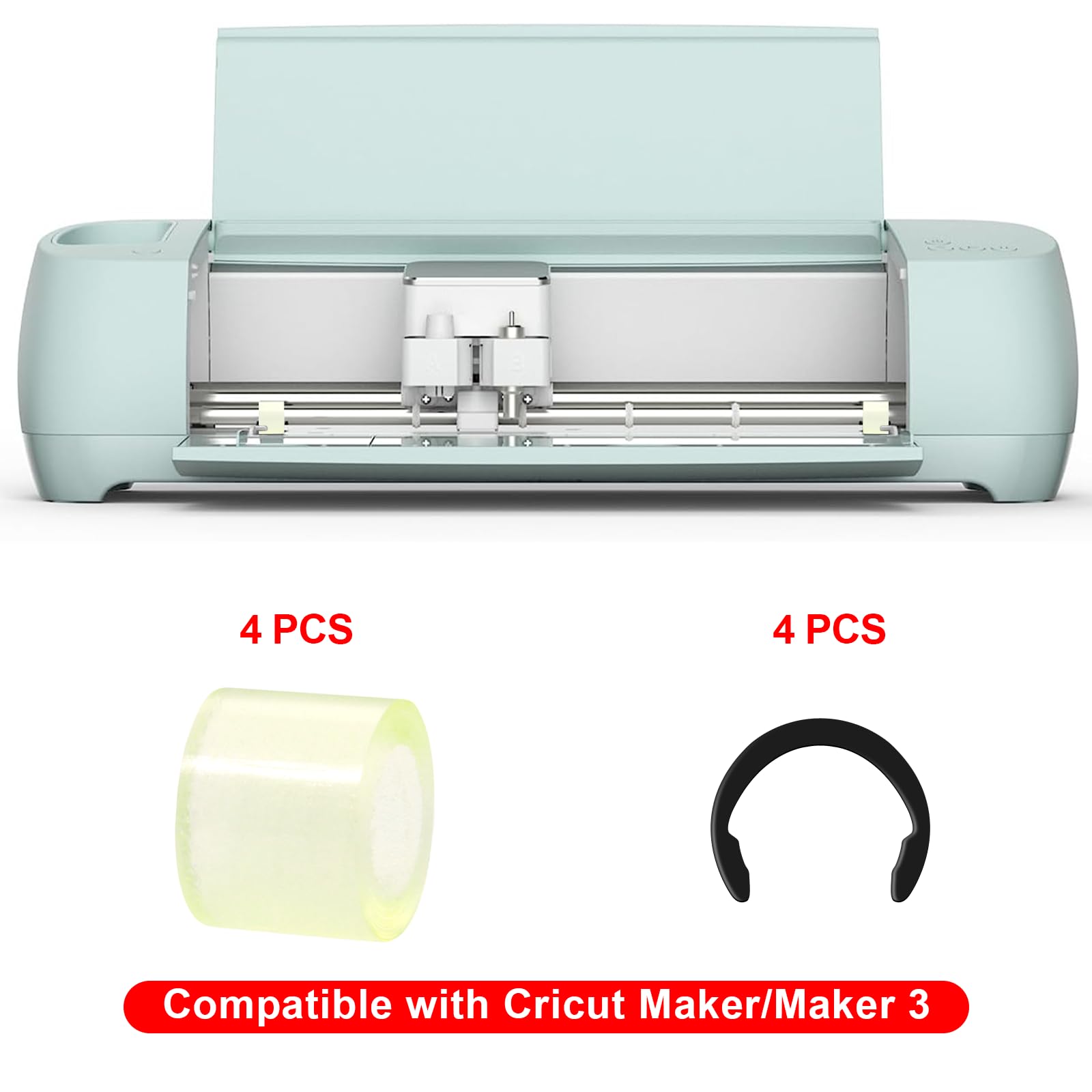 4 Pcs Rubber Roller Replacement for Cricut Maker/Maker 3 - Secure Fit with Retaining Rings to Prevent Slipping - Perfect for DIY Crafts, Vinyl Cutting, and Scrapbooking Projects
