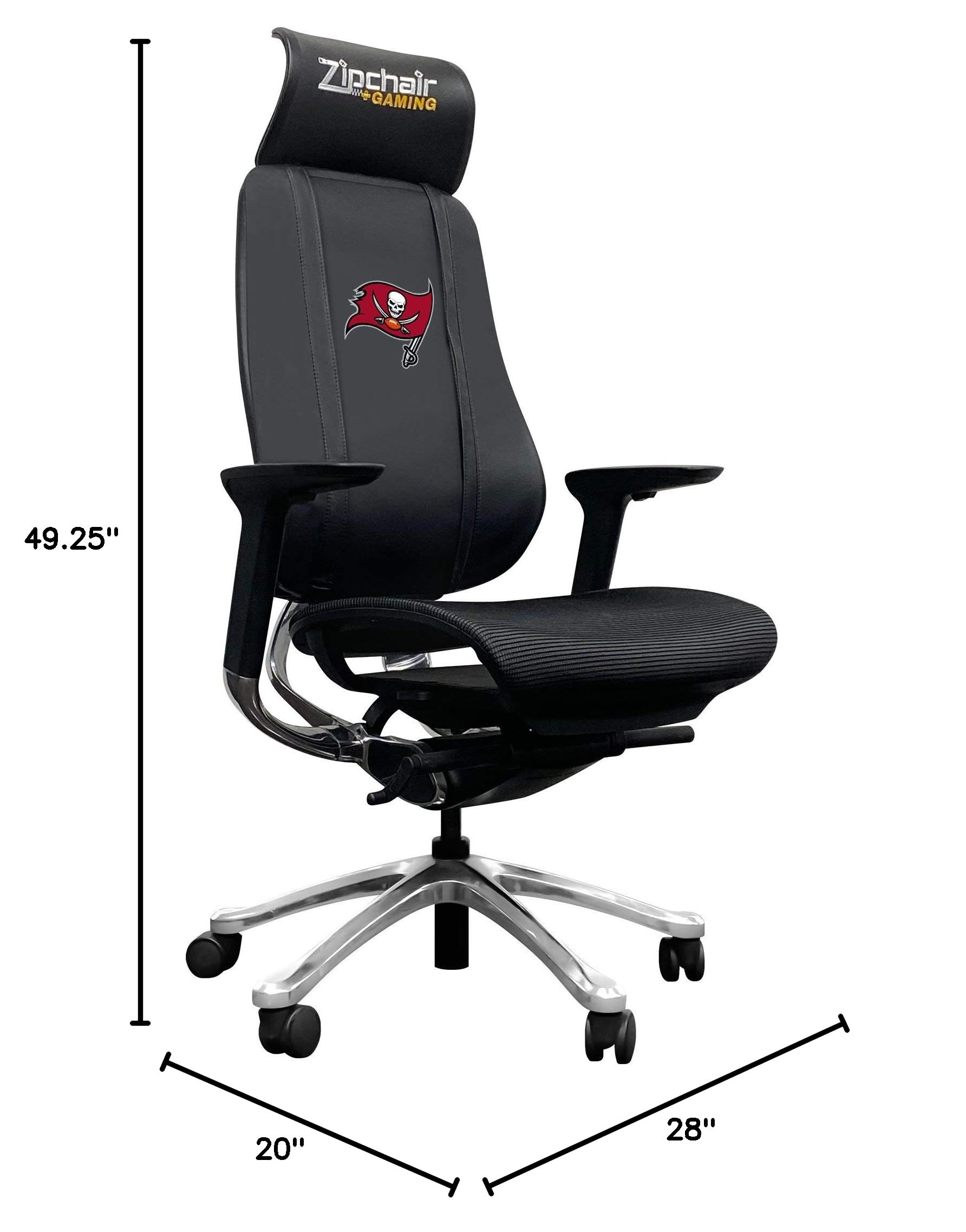 PhantomX Black Mesh Gaming Chair with Tampa Bay Buccaneers Logo - Ergonomic Office & Esports Chair for PC Gaming, Streaming, and Home Office Use