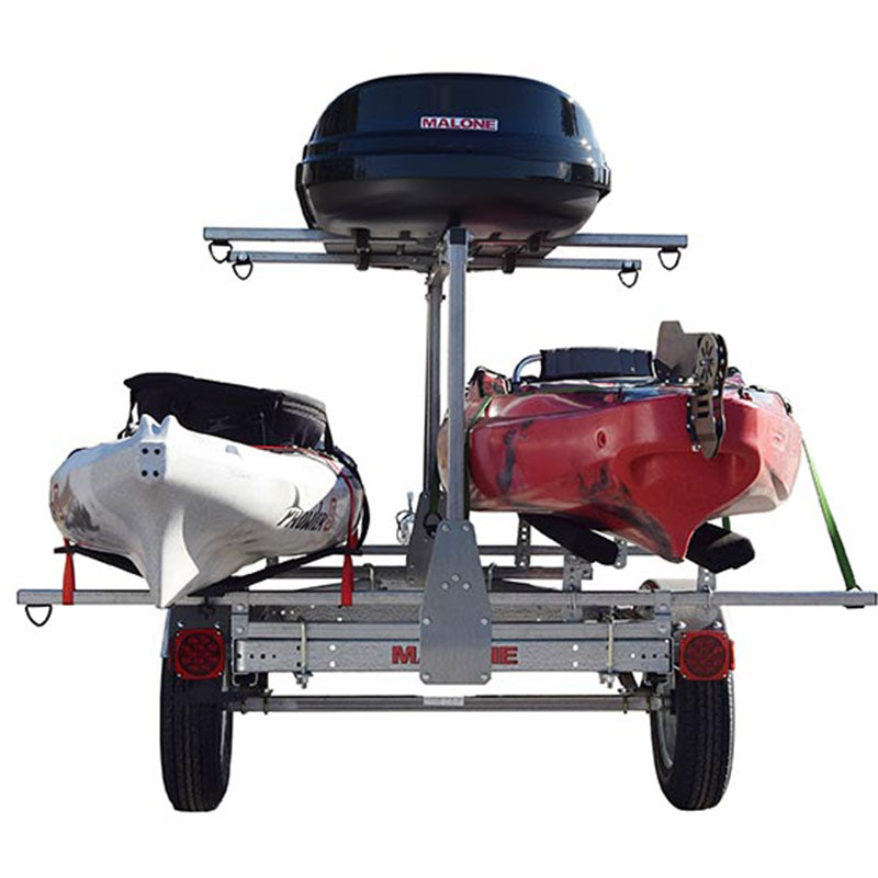 Malone MicroSport LowBed 2 Boat Trailer with 2nd Tier - Premium Aluminum Kayak & Canoe Carrier for Easy Transport | Perfect for Road Trips & Water Adventures