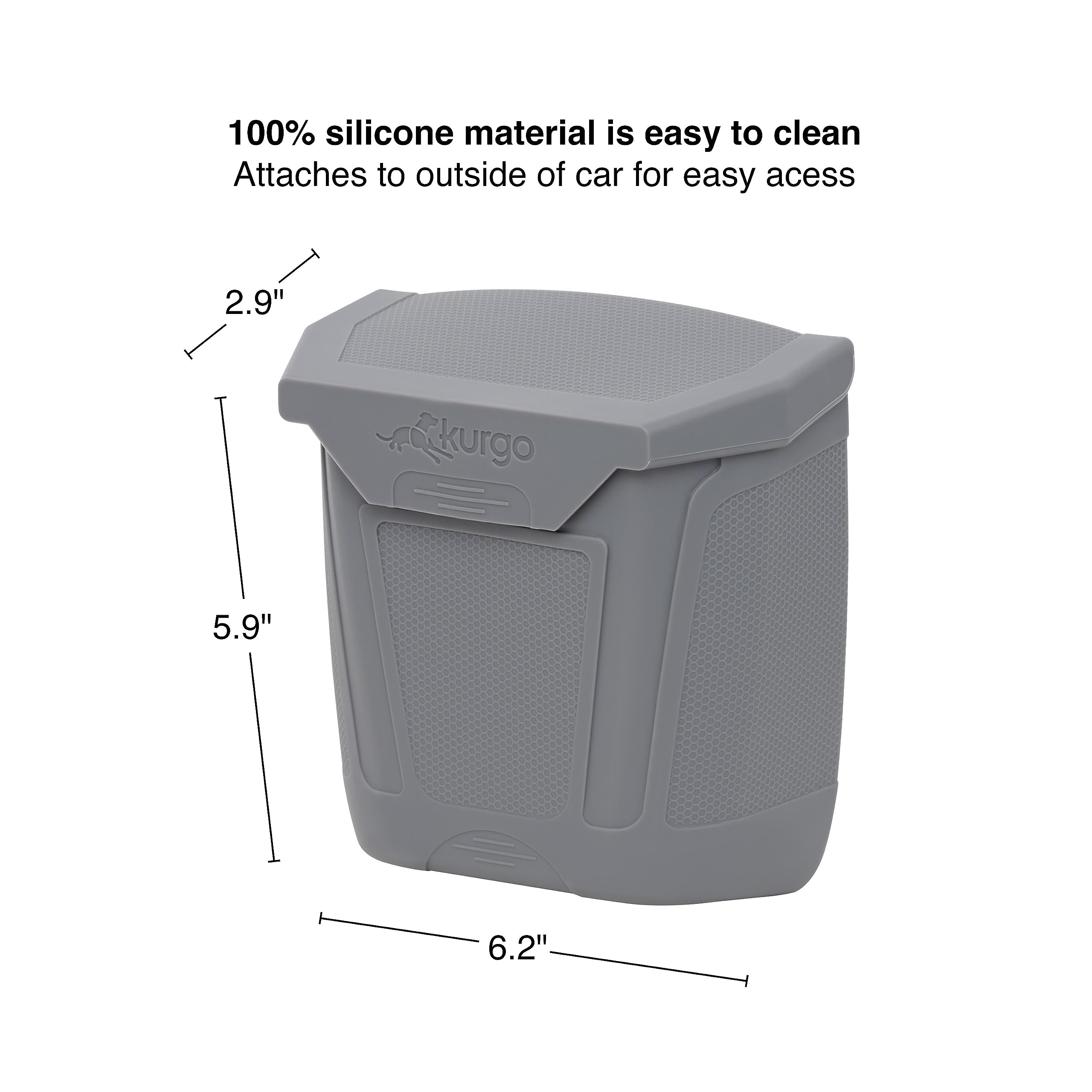 Kurgo Magnetic Dog Waste Trash Bin for Cars - Portable Poop Bag Dispenser & Garbage Can for Pets - Attaches to Vehicle Tailgate or Bumper - Easy Clean Travel Accessory (Perfect for Road Trips, Camping & Outdoor Adventures with Pets)