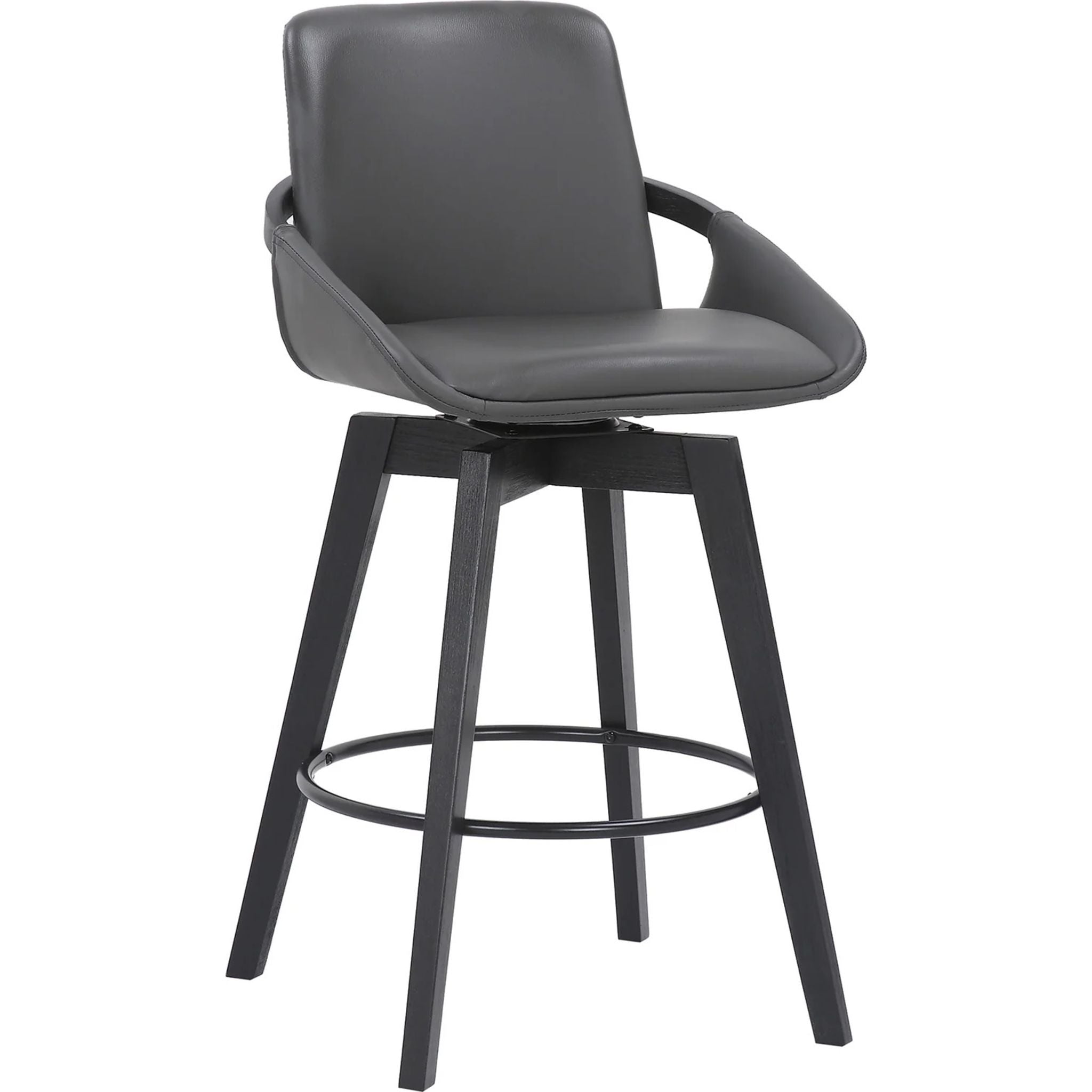 Baylor Counter Height Stool - Adjustable Grey/Black Bar Stools for Kitchen Island, Breakfast Nook & Home Bar - Modern PU Leather Seat with Metal Base (LCBABABLGR26) - Perfect for Dining, Entertaining & Small Spaces