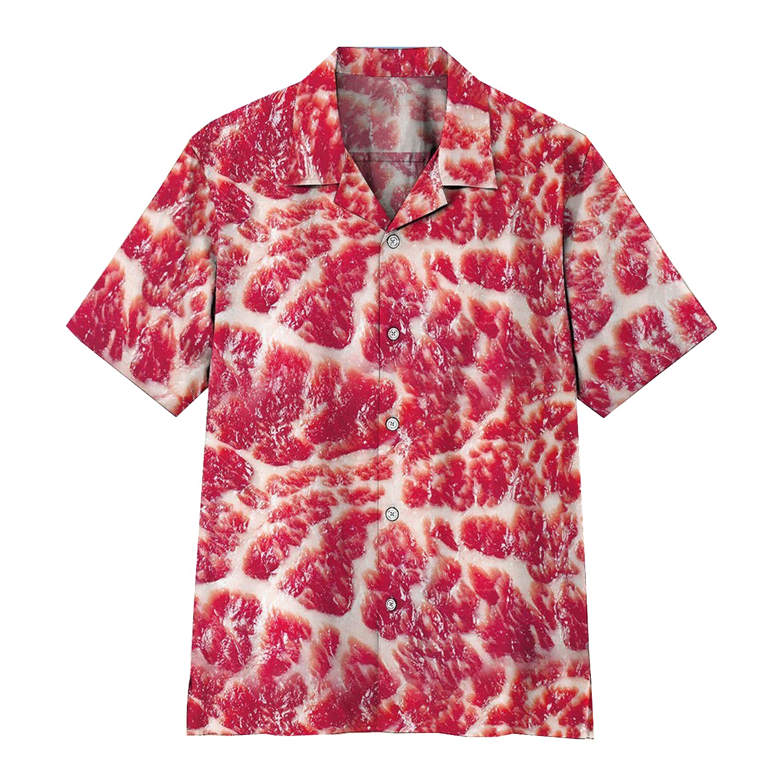 Men's Hawaiian Shirt - Food Lover Tropical Print Short Sleeve Button Down Shirt for Summer Beach Party, BBQ & Vacation | Casual Aloha Shirt for Men