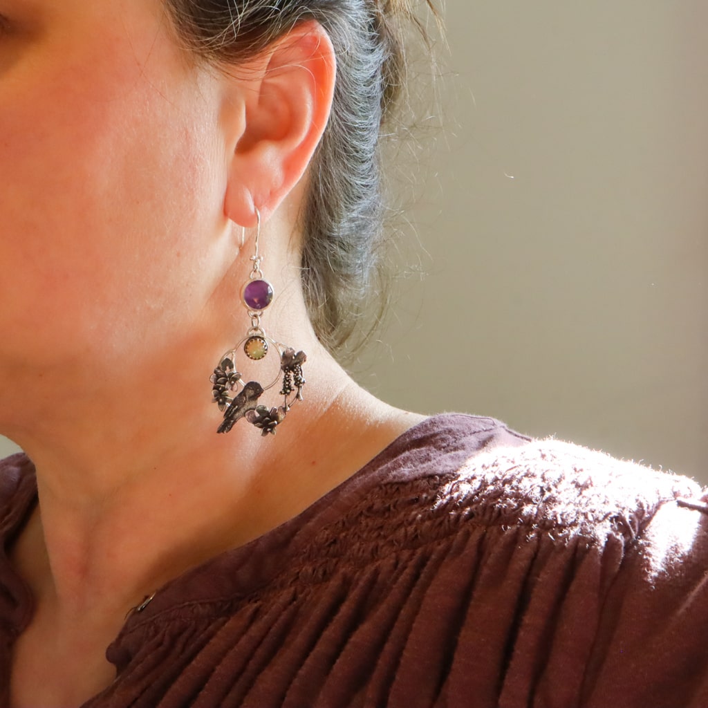 Chickadee Hoop Earrings for Women - Sterling Silver Bird Jewelry - Dainty Nature-Inspired Earrings - Perfect for Everyday Wear, Gifts & Boho Style