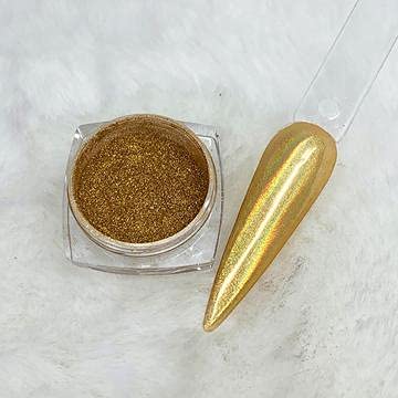 Pro Mirror Effect Gold Chrome Nail Pigment Powder - Smokey Nail Polish & Laser Glitter for Nail Art, Eye Makeup & DIY Crafts (C8) - Perfect for Salon, Party & Special Occasion Nail Designs