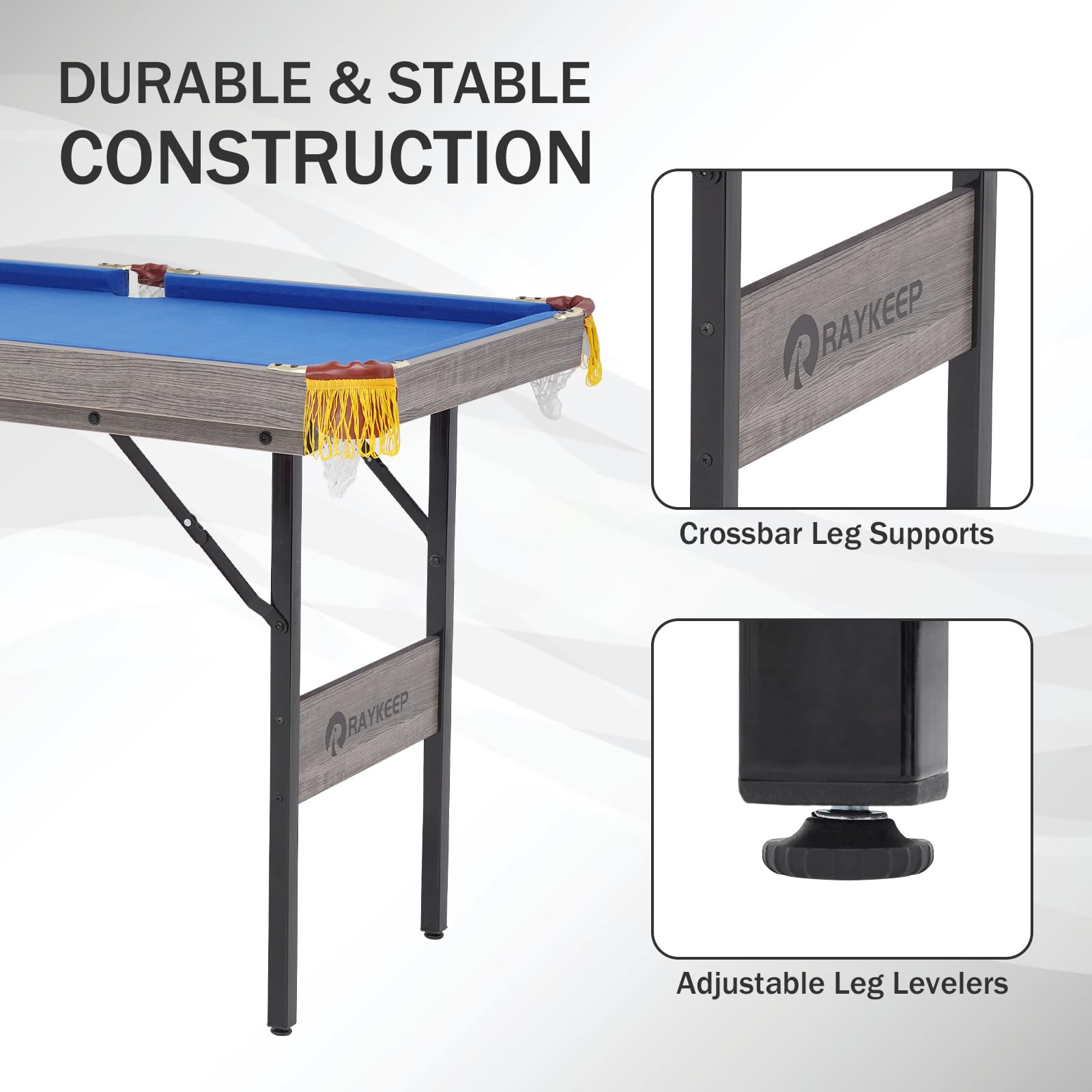 Portable Folding Billiard Table Set - Indoor/Outdoor Pool Table with Cues, Triangle, Chalk & Brush for Game Rooms - Perfect for Family Fun, Parties & Recreation Spaces
