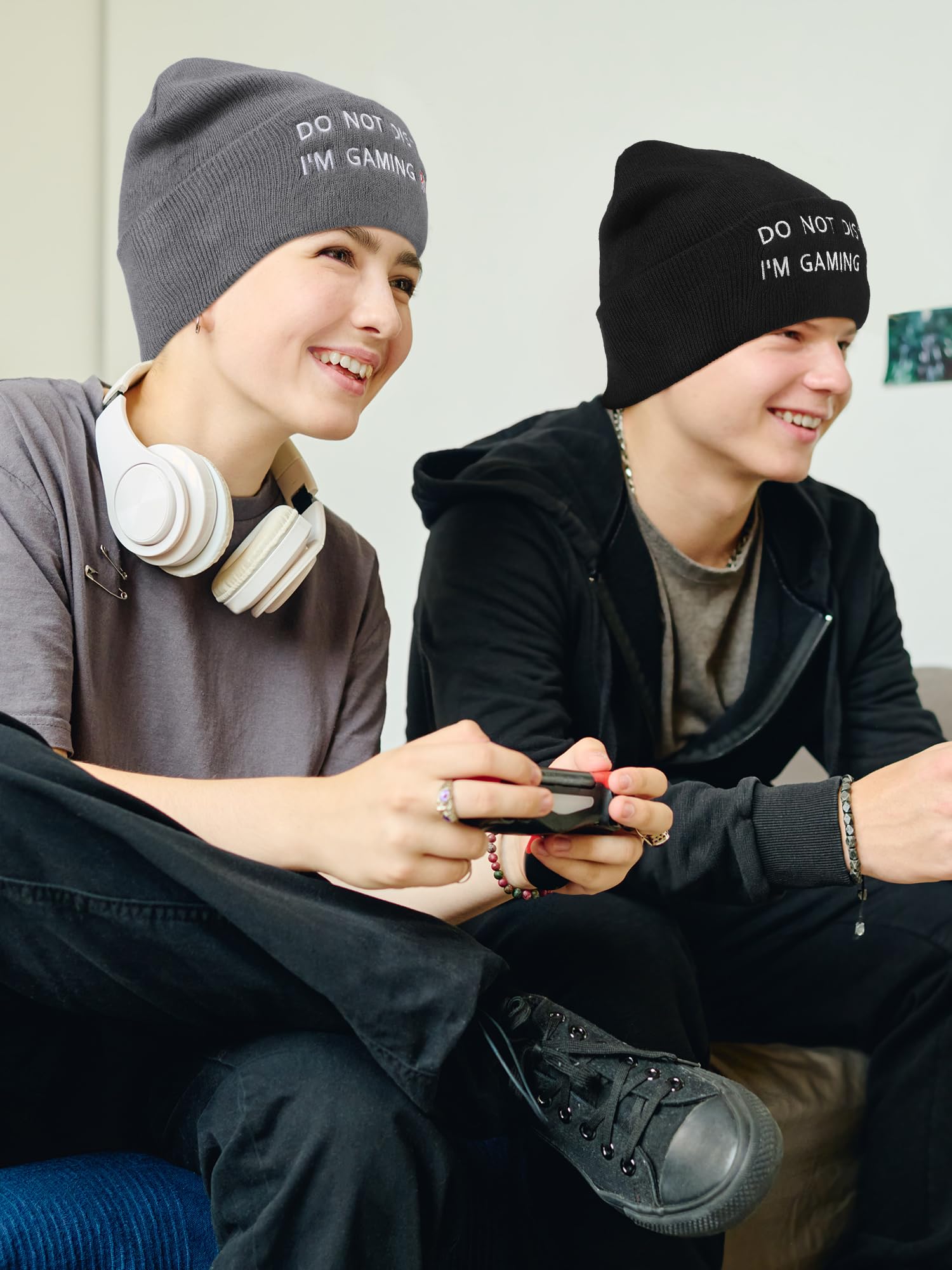 Funny Gamer Beanie Hat - 4 Pack Knitted Gaming Hats for Men & Boys - 