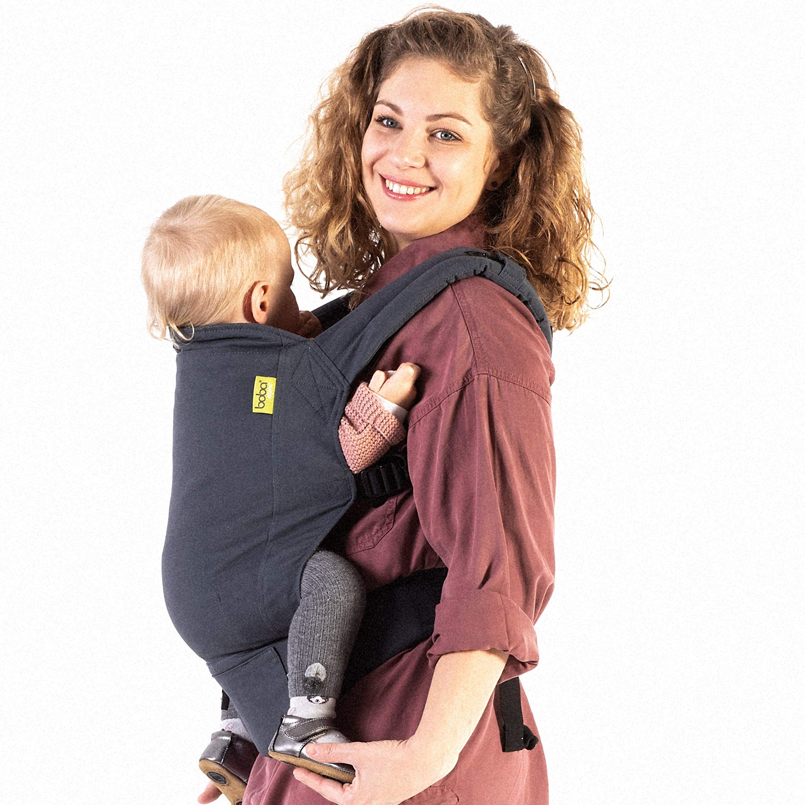 Organic Midnight Boba Baby Carrier - Front & Backpack Sling for Infants (7lb) to Toddlers (45lb) | Classic 4GS Design for Hands-Free Parenting, Shopping & Outdoor Adventures