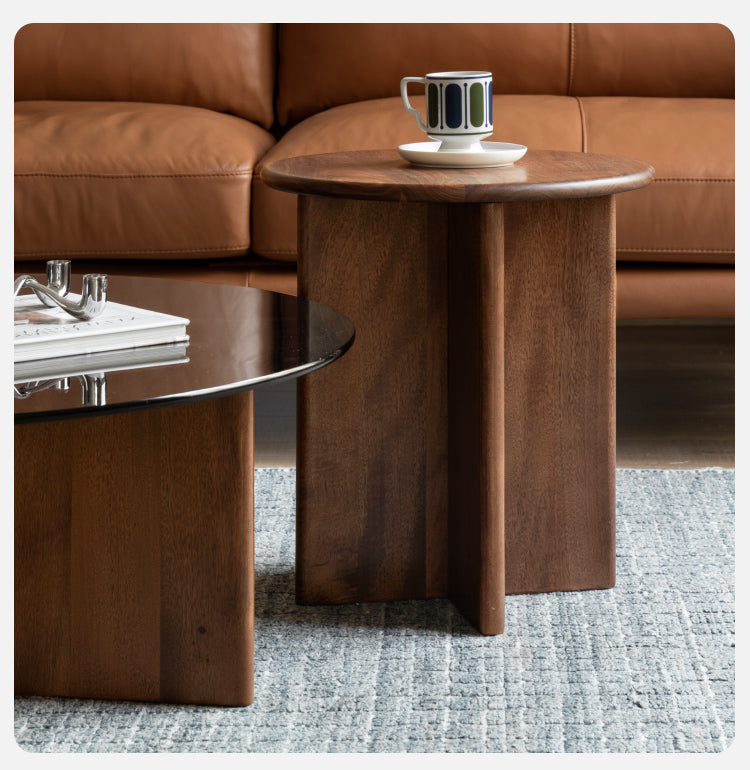 Black Walnut Round Coffee Table with Storage - Modern Living Room Furniture for Small Spaces | Perfect for Apartments, Dorms & Cozy Homes