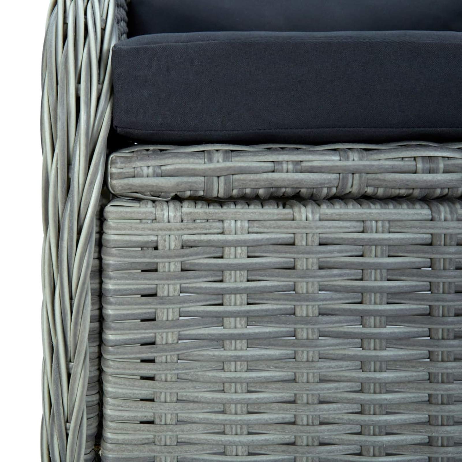 Stackable Reclining Outdoor Patio Chairs with Cushions - Light Gray Poly Rattan Furniture Set for Garden, Poolside & Backyard Relaxation