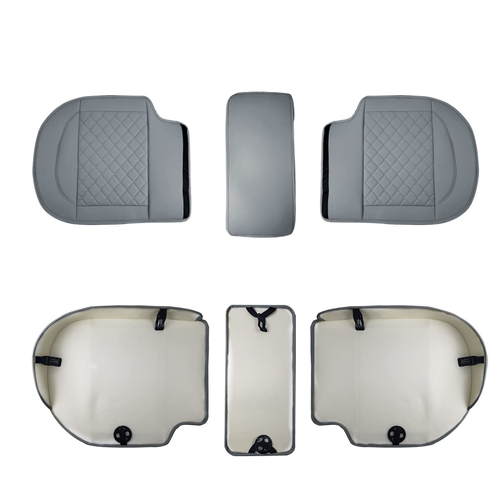 Premium PU Leather Car Seat Covers - Universal Fit for 95% Vehicles, Rear Seat Protector Pads with Non-Slip Bottom (Grey) - Perfect for Family Cars, SUVs & Long Road Trips